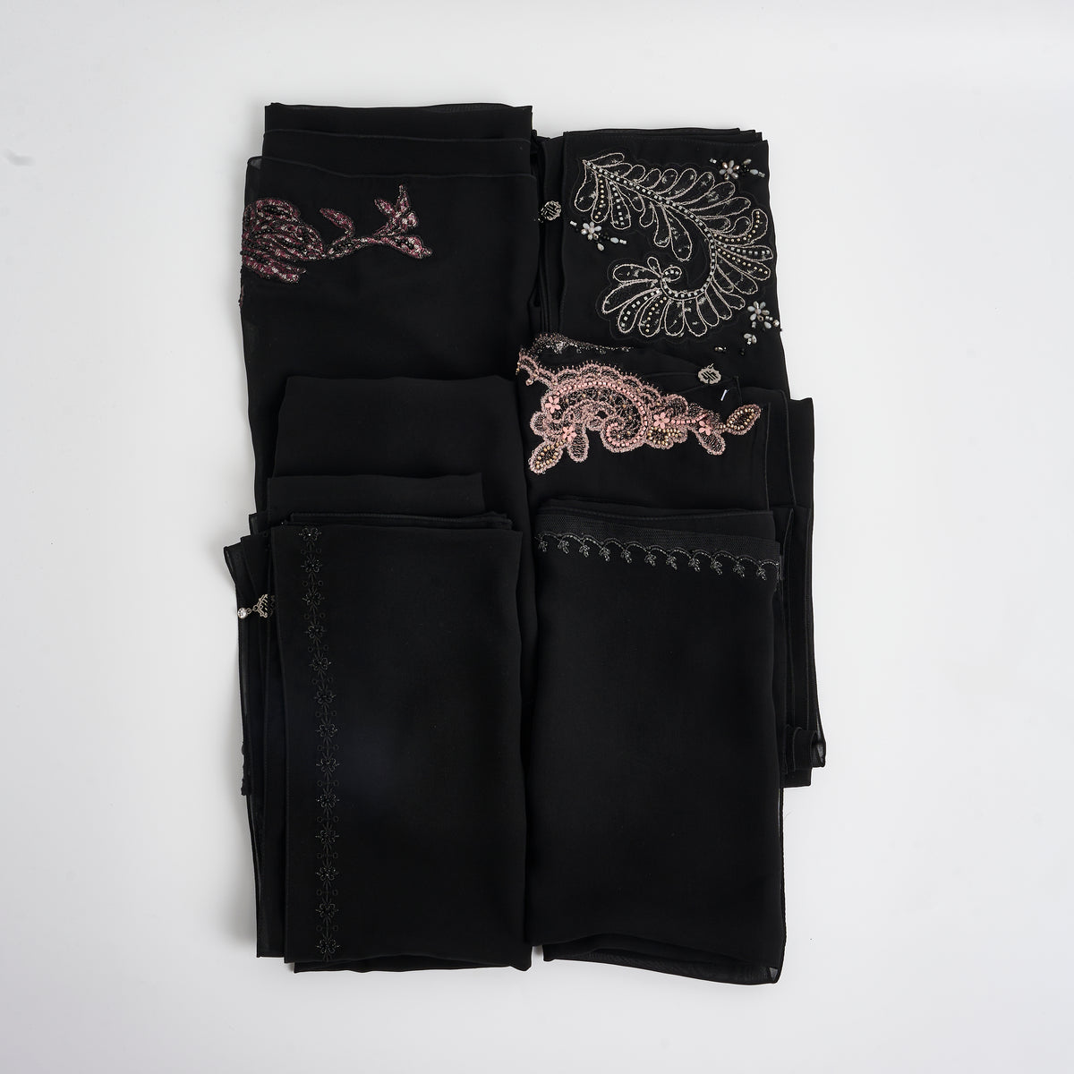 Sheila Combo – 2 pcs assorted handwork Black Sheila