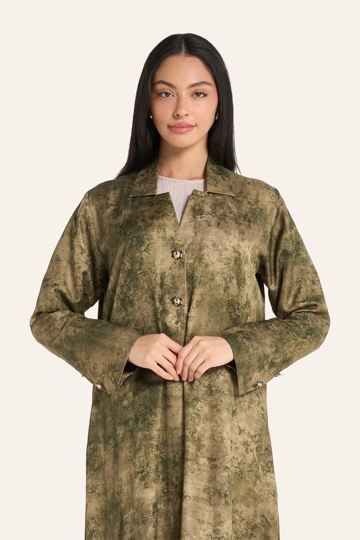 Louzan Tie-Dye Tencel Abaya | Spread Collar & Button Detail