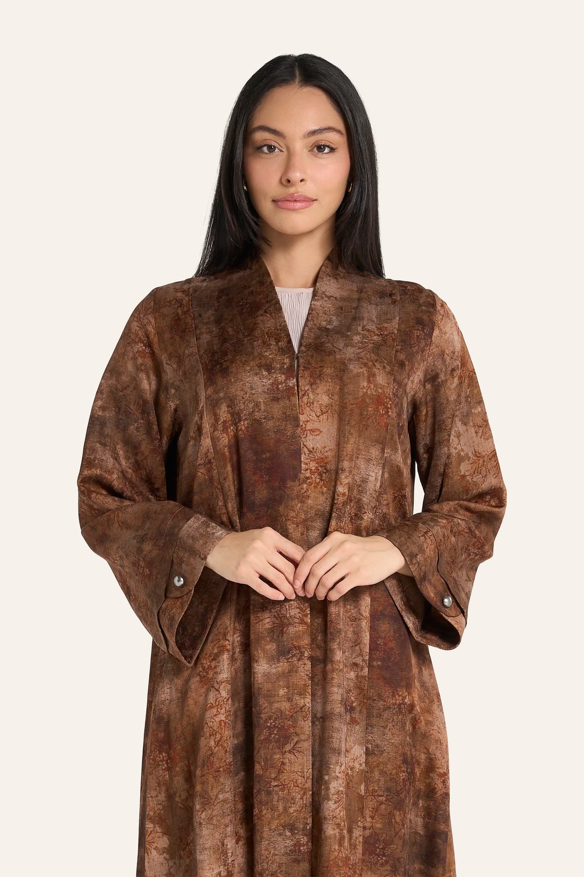 Louzan Tie-Dye Tencel Abaya | Flowing Fit & Metal Button Accent
