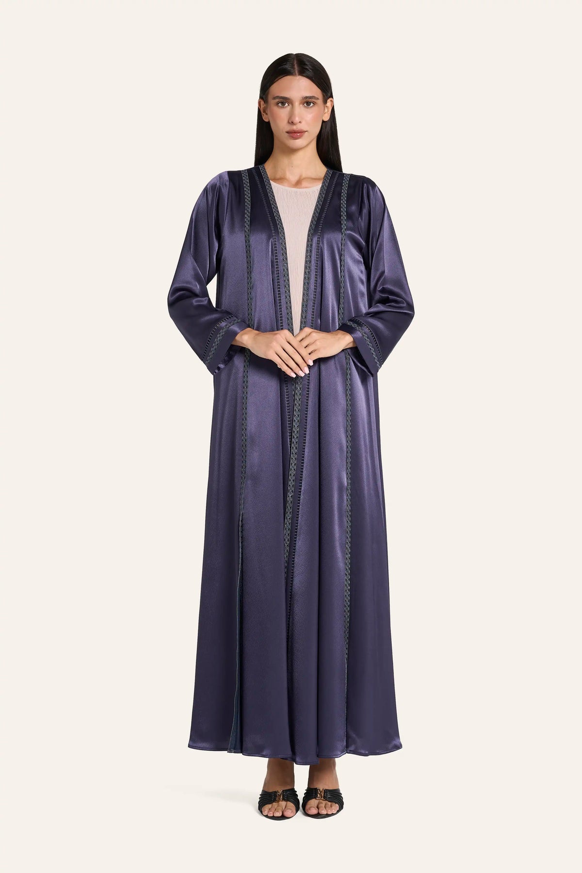 Louzan Coloured Abaya DF117 Navy – 2