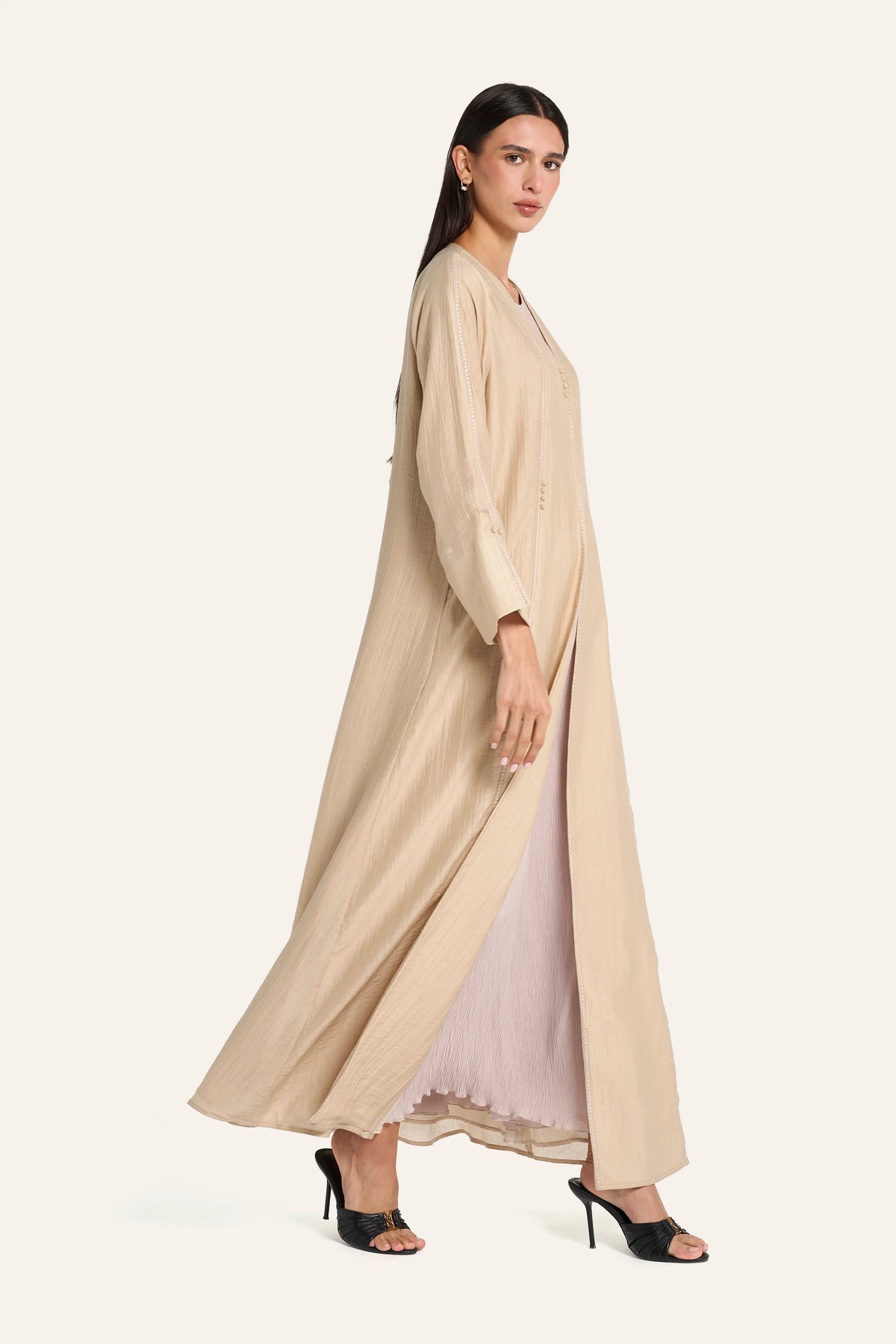 Louzan Coloured Abaya DF126 Beige – 3