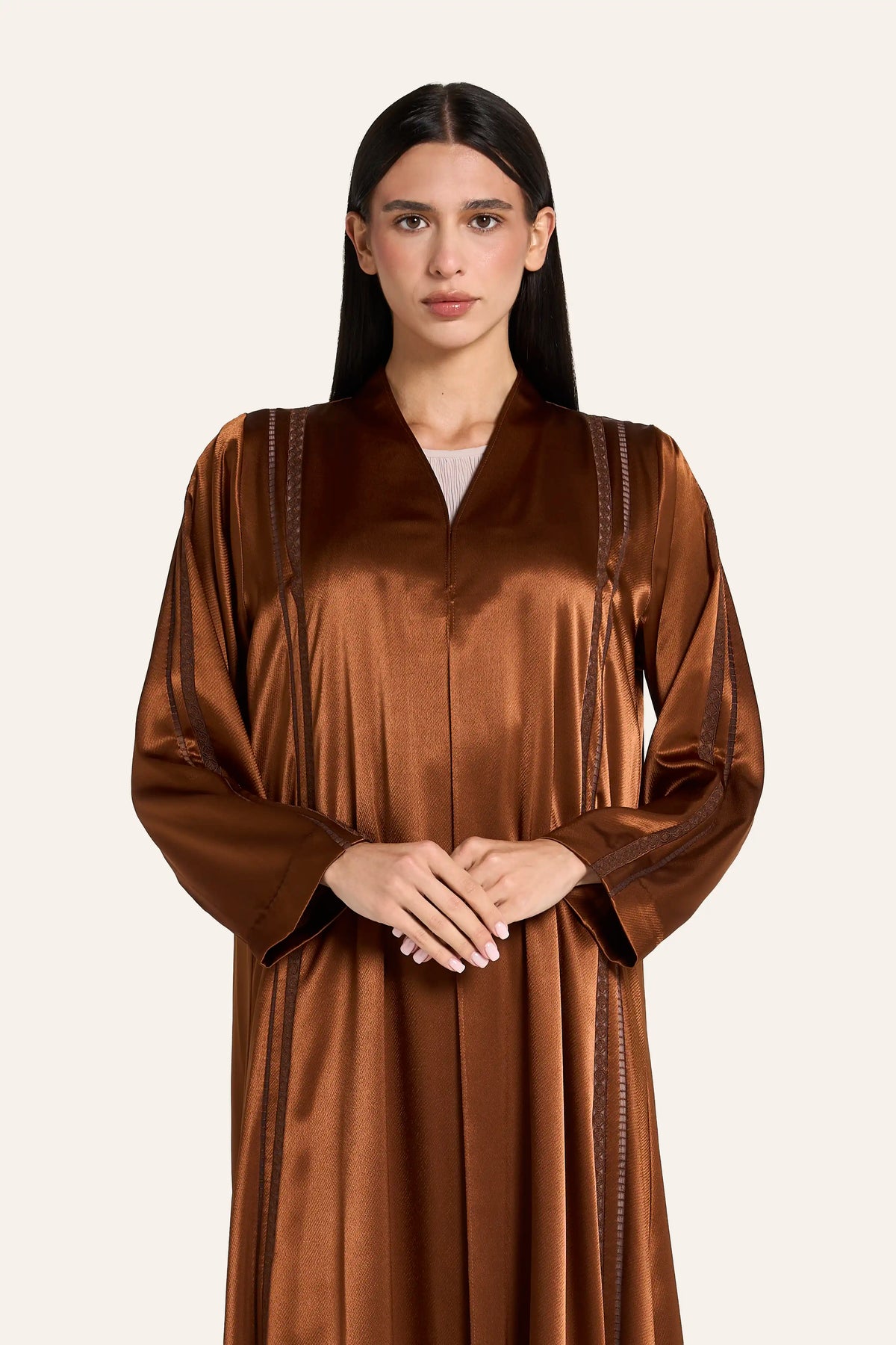 Louzan Coloured Abaya DF127 Brown – 1