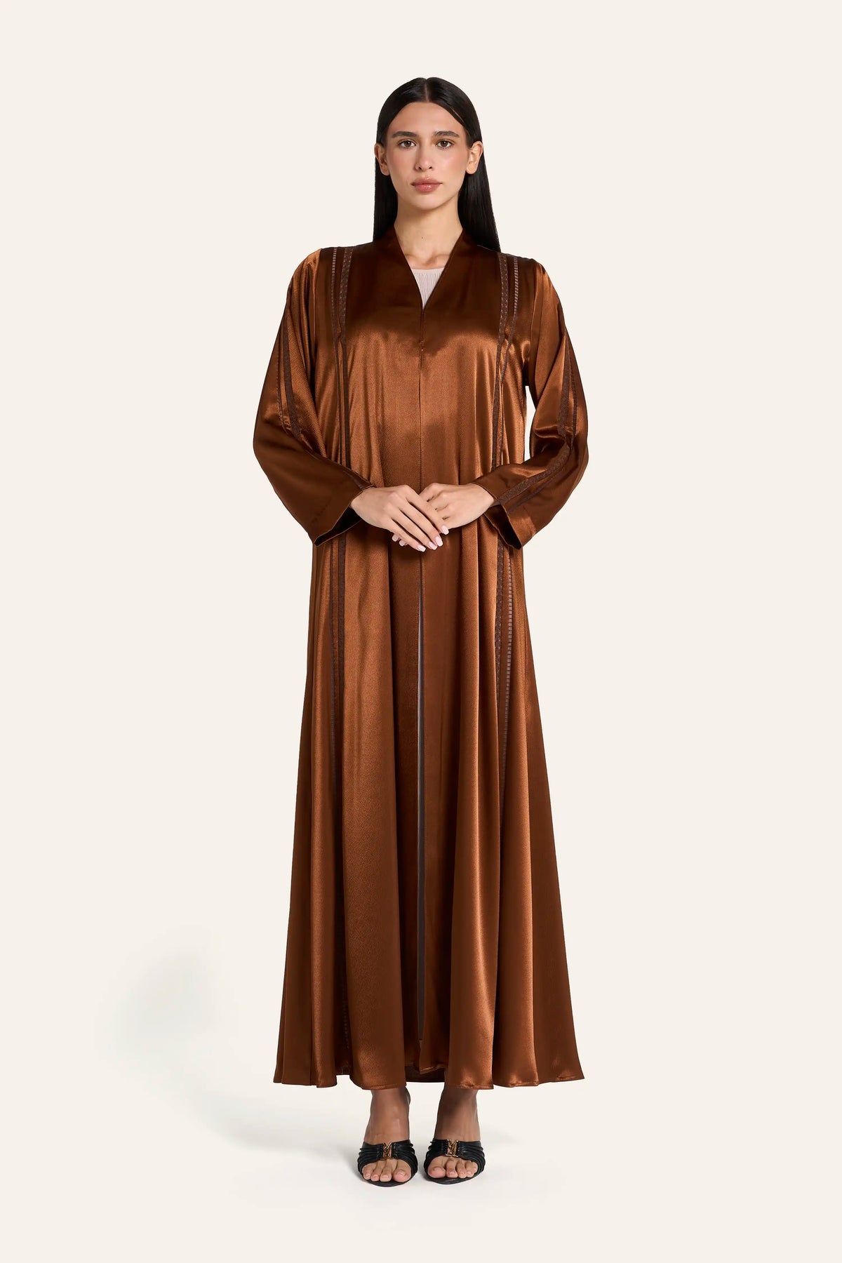 Louzan Coloured Abaya DF127 Brown – 2
