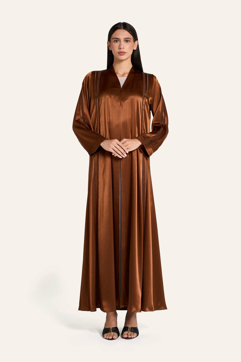 Louzan Coloured Abaya DF127 Brown – 2