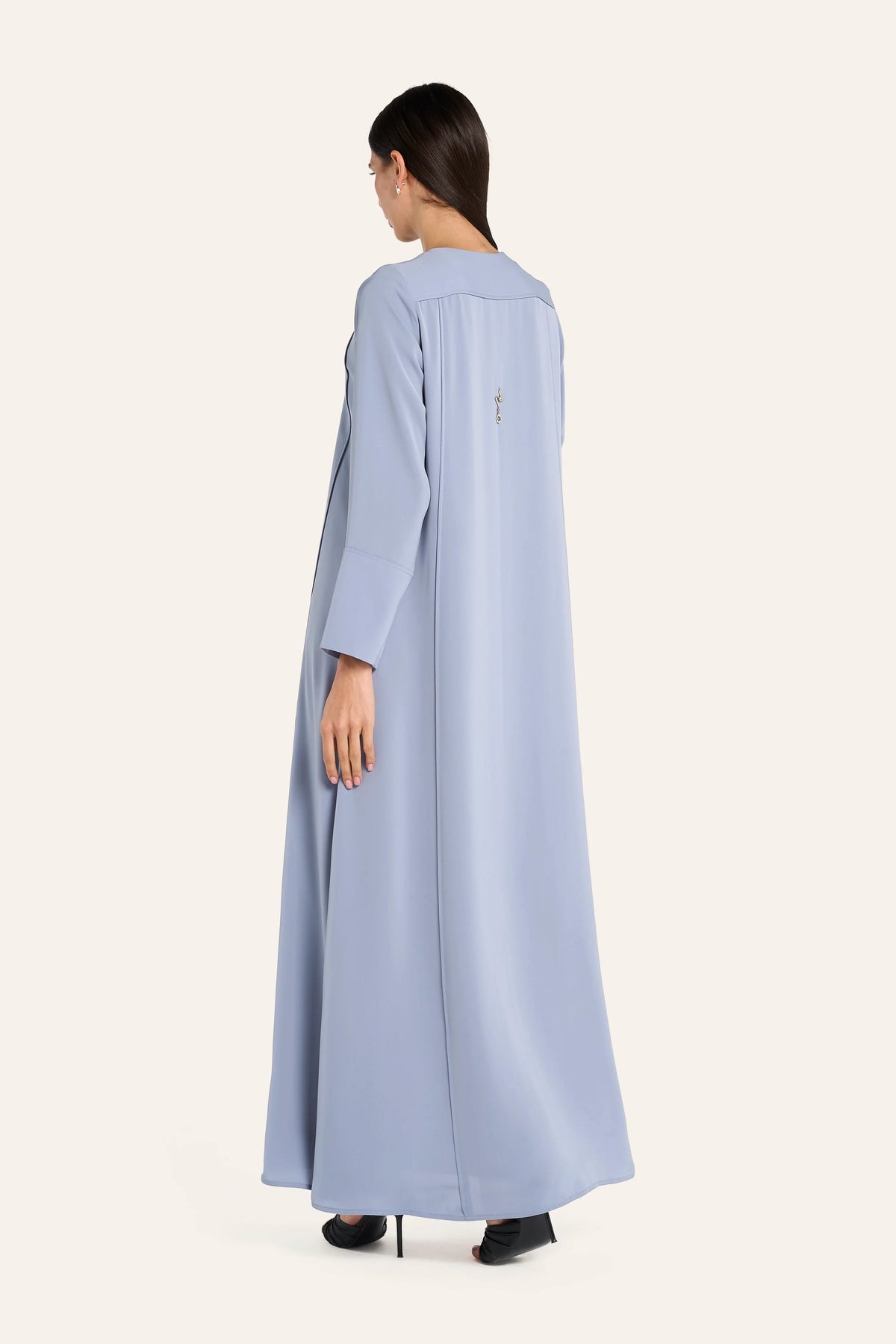 Louzan Tailored Welt Seam Abaya - Powder Blue - Image 4