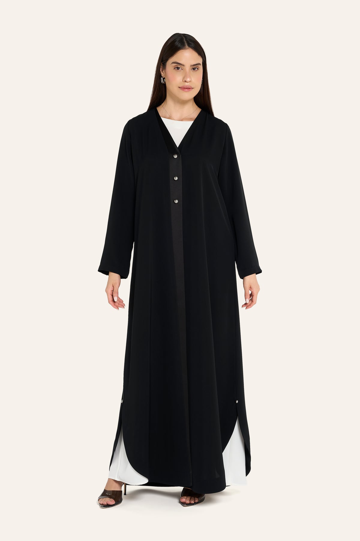 Gassa Sada Crepe and Satin Abaya LN2555