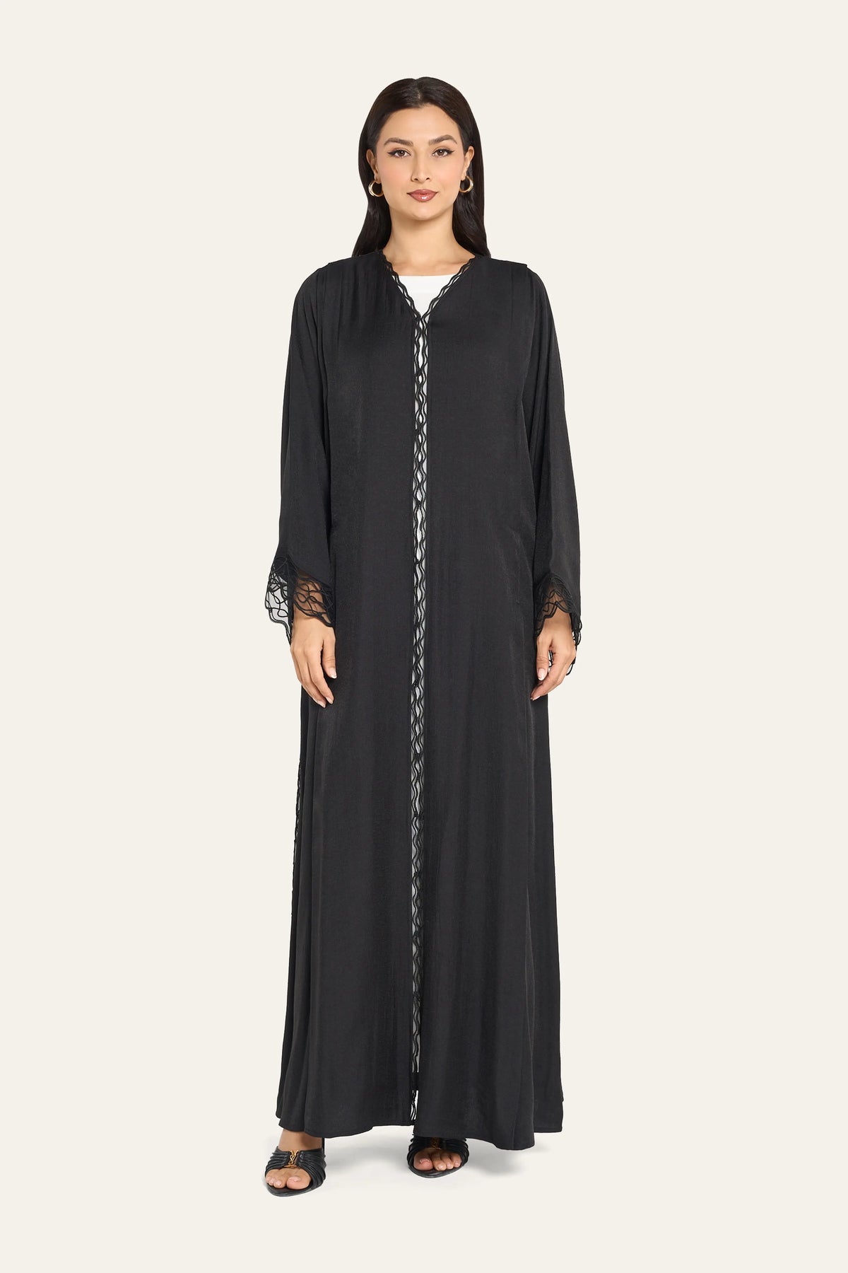 Louzan Lace Detailed Abaya LN2355-OD
