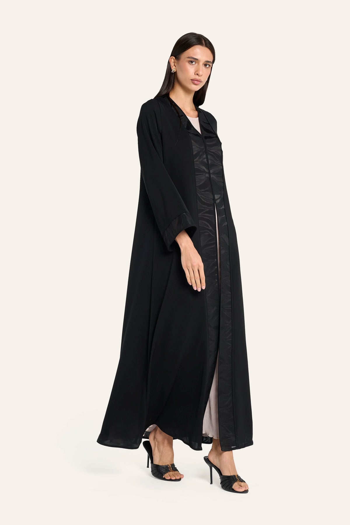 Louzan Laser-Cut Tatreez Abaya - Black - Image 3