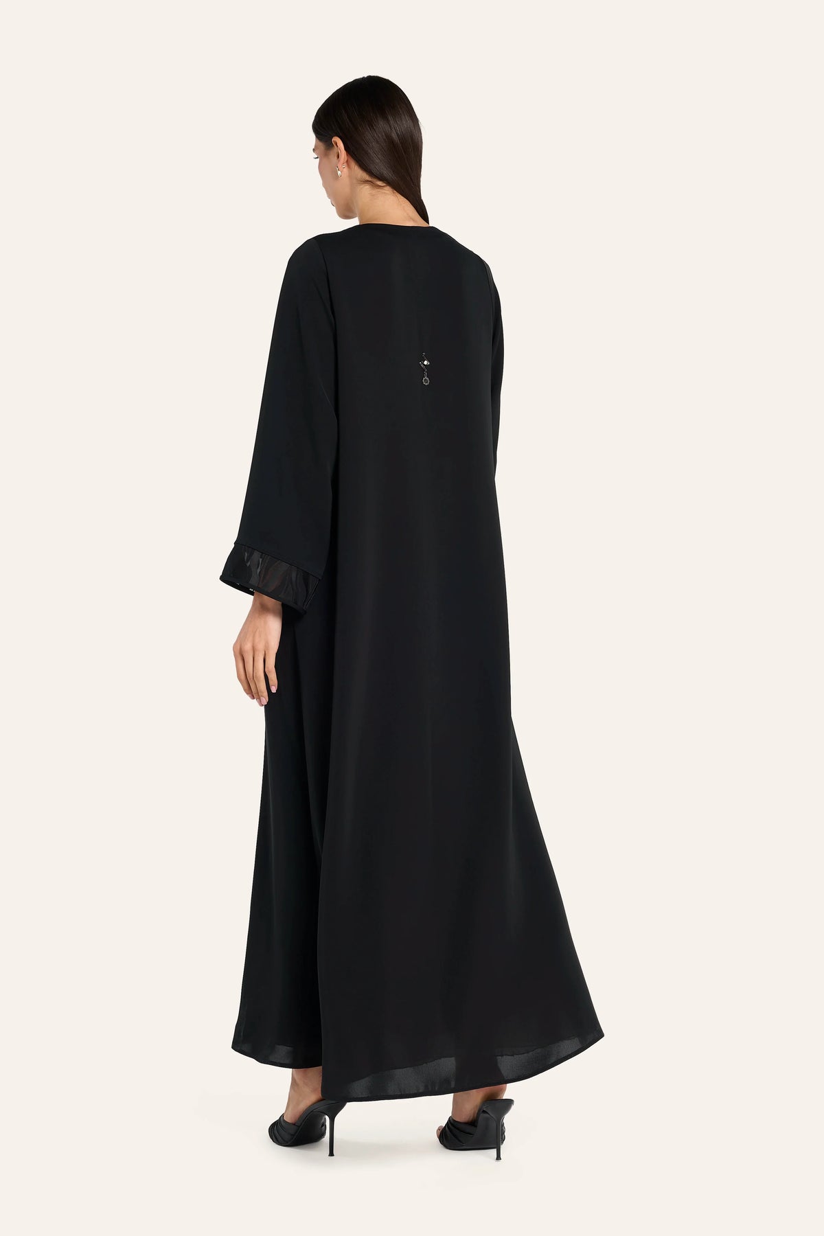 Louzan Laser-Cut Tatreez Abaya - Black - Image 4