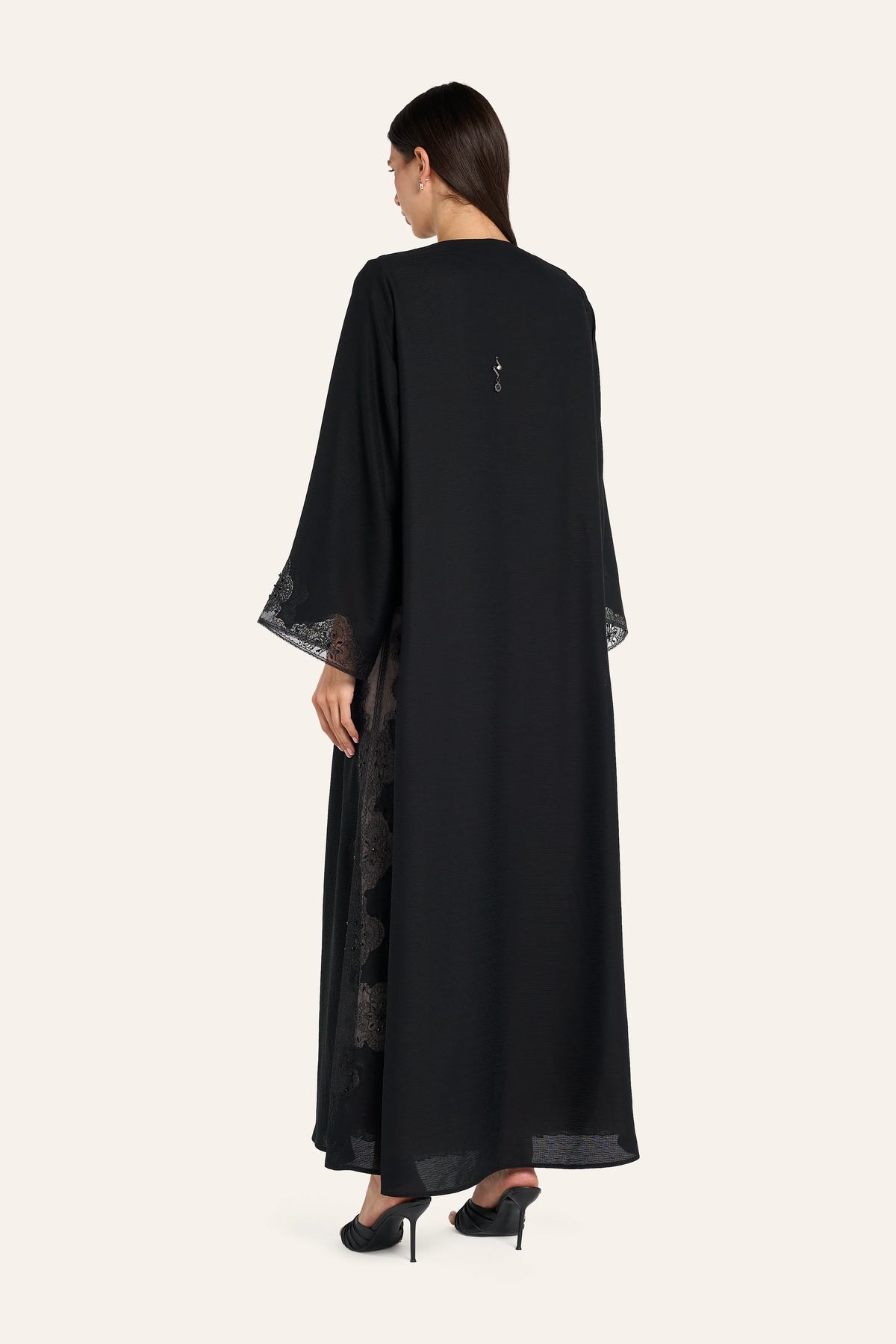 Louzan Baroque Crystal Abaya - Black - Image 4