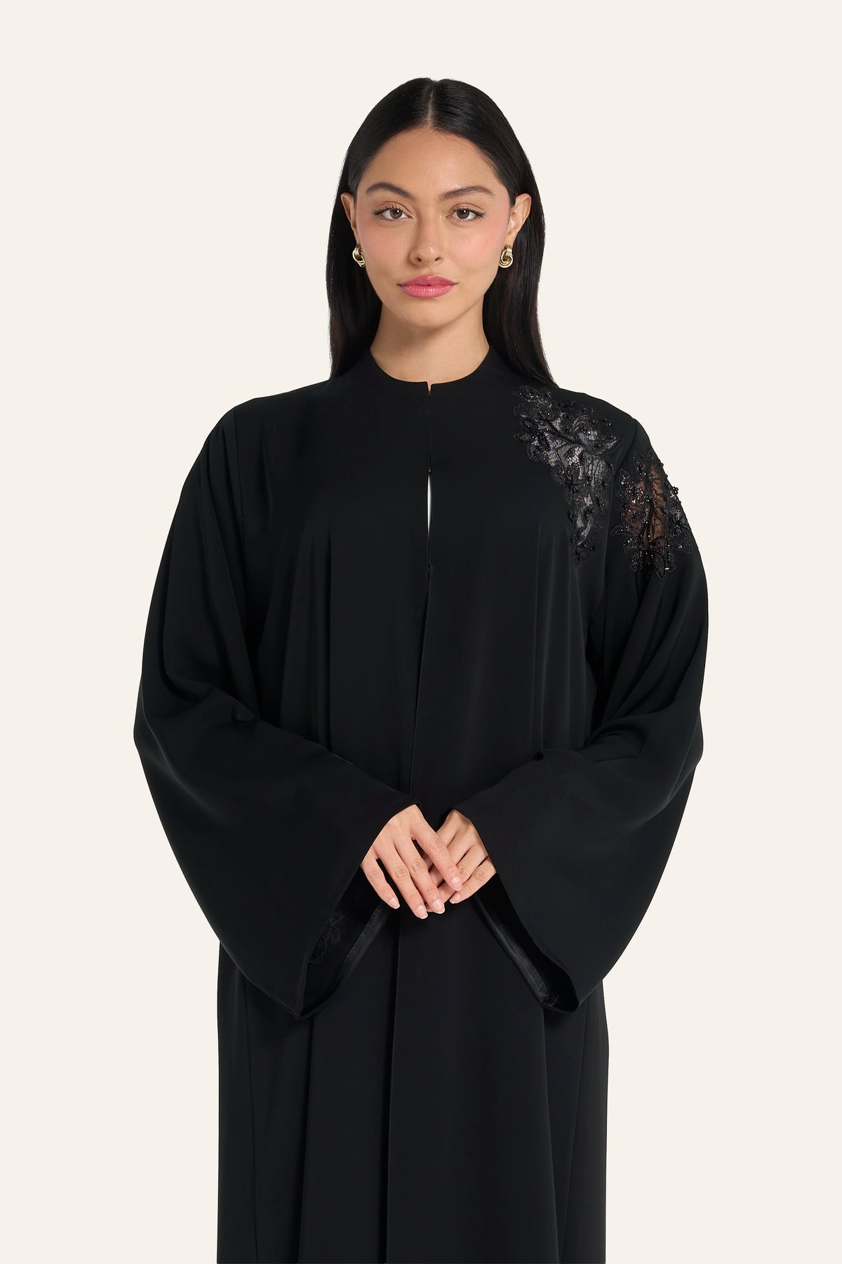 Readymade Abaya – Tathreeb & Handwork | Black | Nida