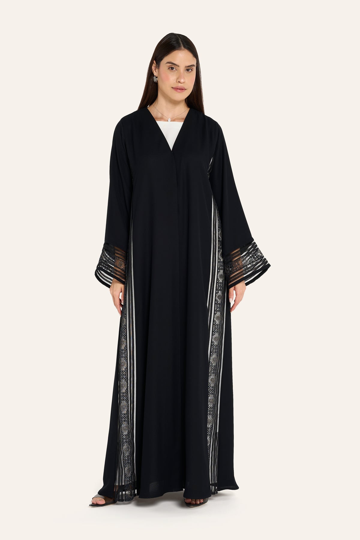 Louzan Nida Satin with Lace Abaya SP108