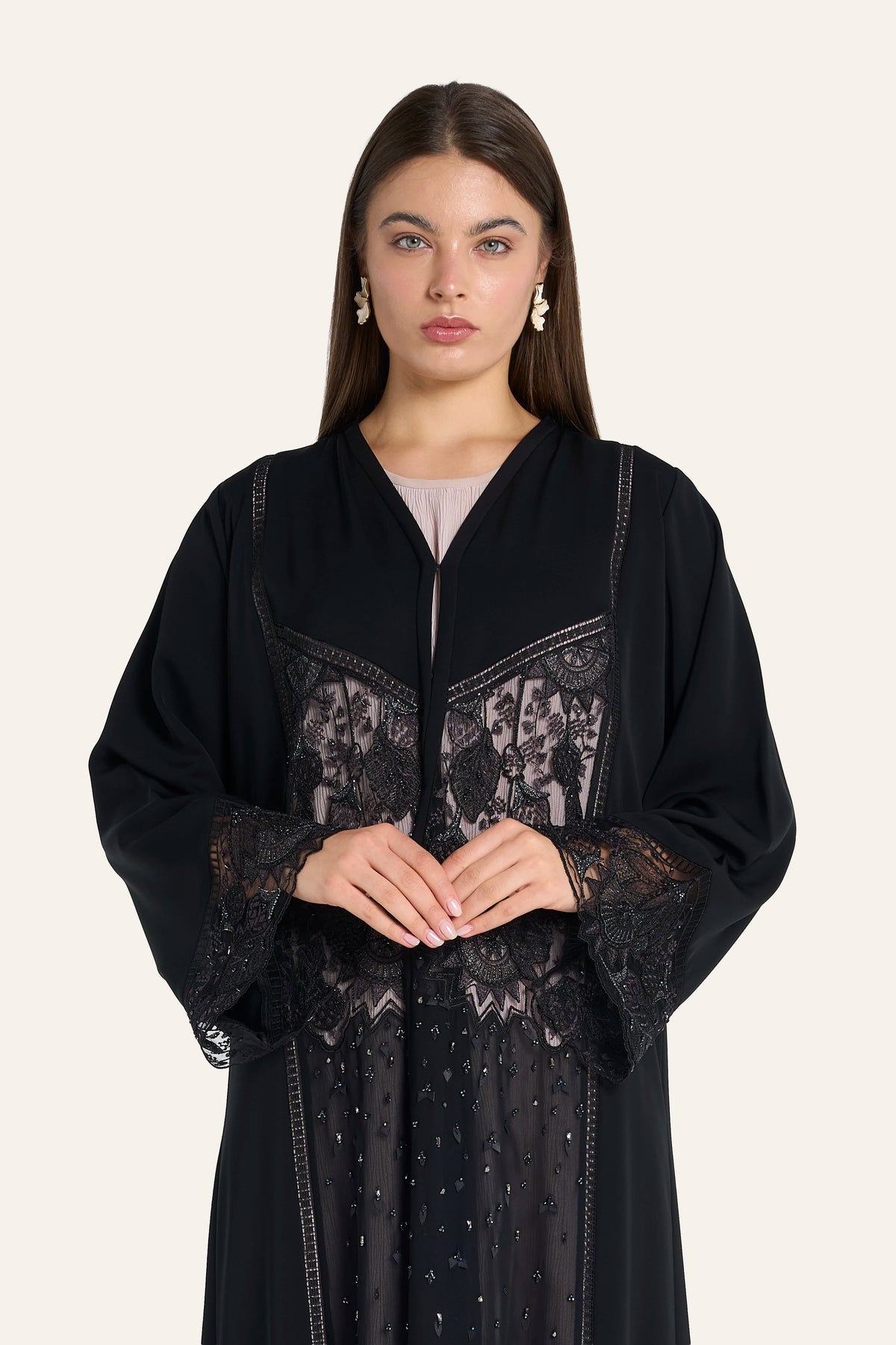Louzan VIP Luxury Corset Lace Detail Abaya