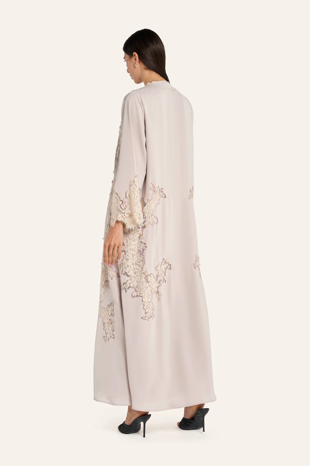 Louzan Dantel Lace Abaya - Beige - Image 4