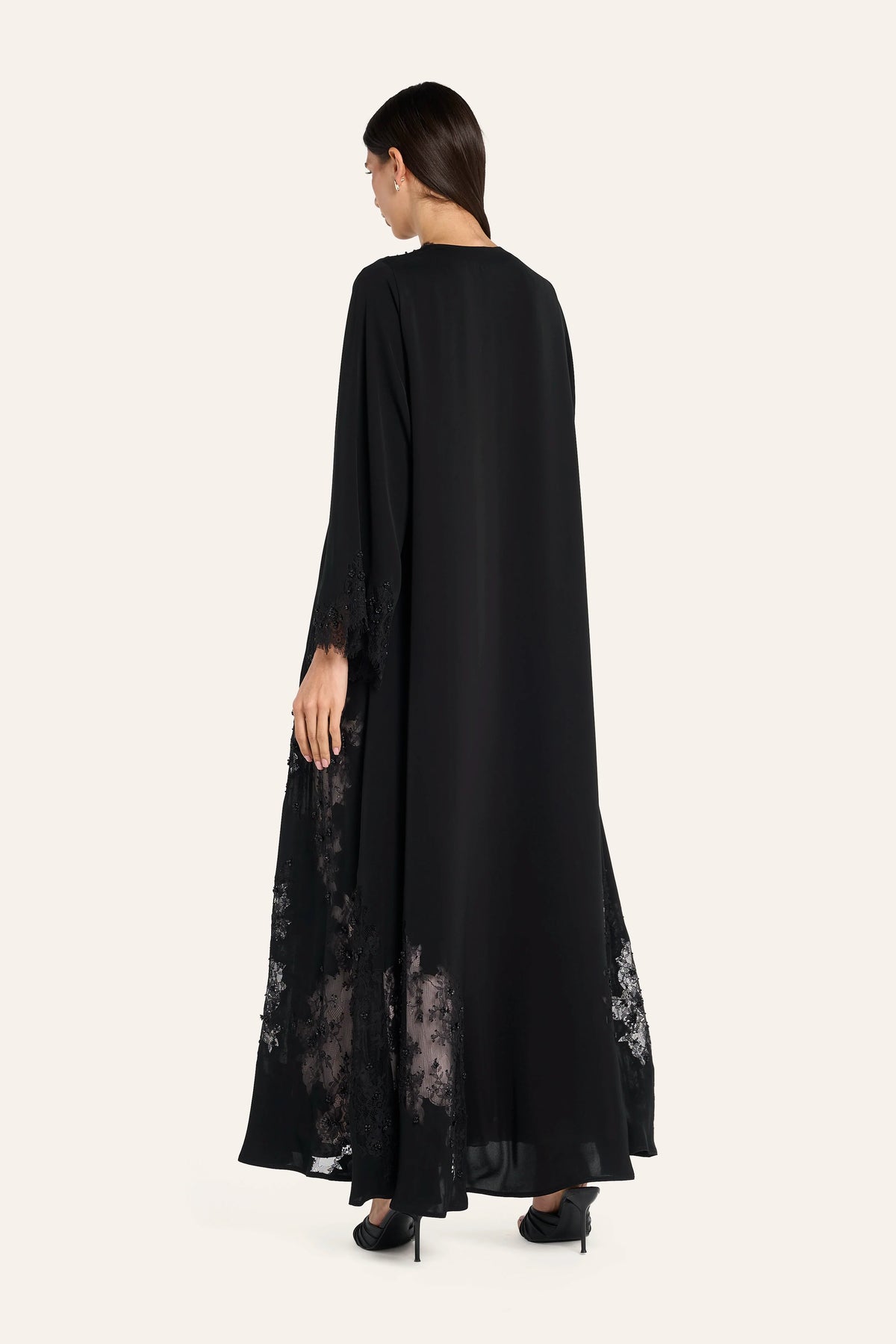 Louzan 3D Floral Beaded Abaya - Black - Image 4