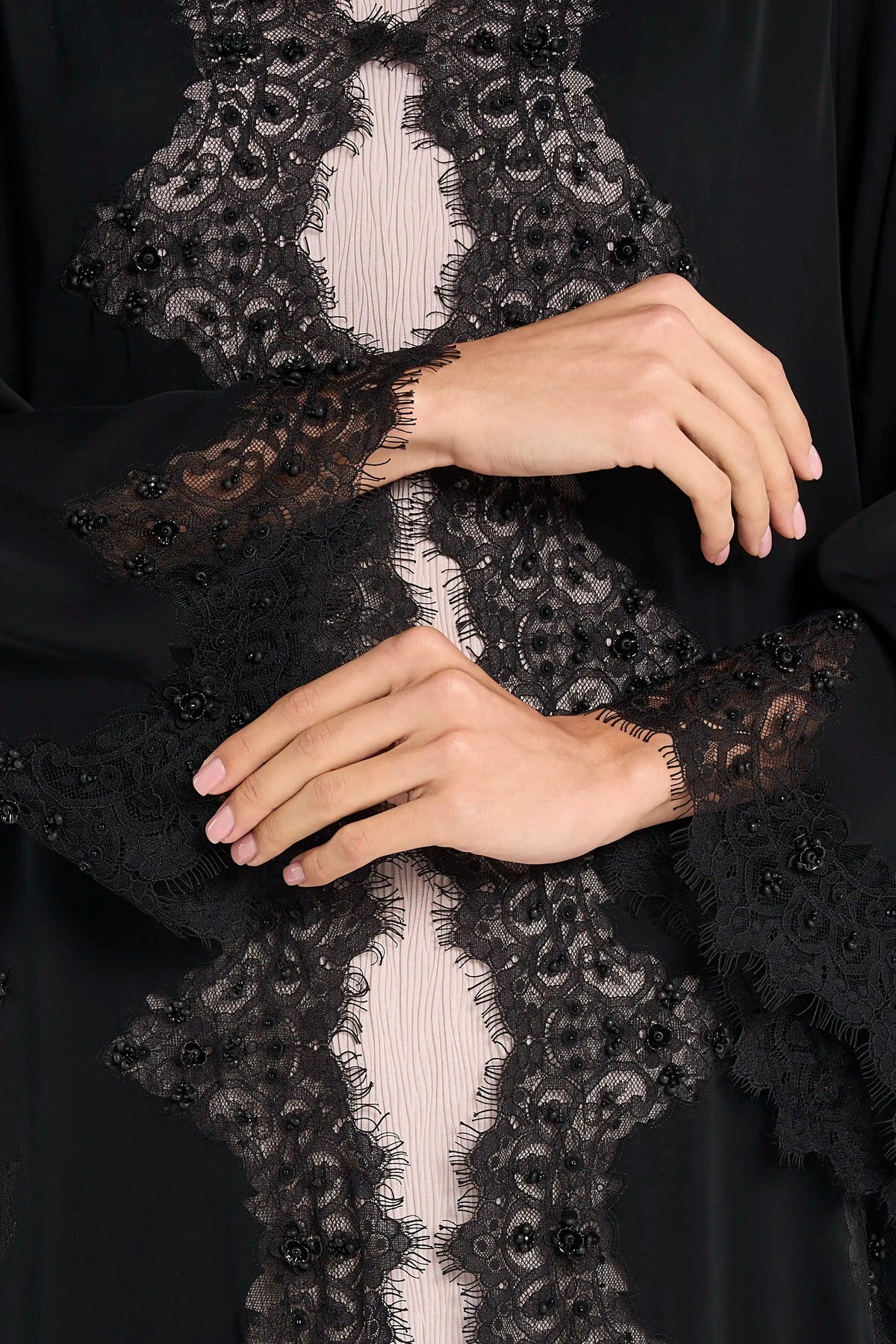 Louzan 3D Floral Beaded Abaya - Black - Image 5
