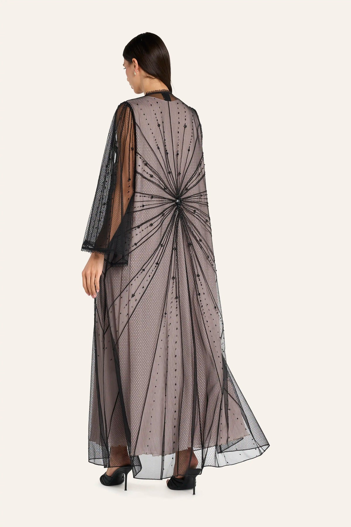 Louzan Crystal Wedding Abaya - Black - Image 4