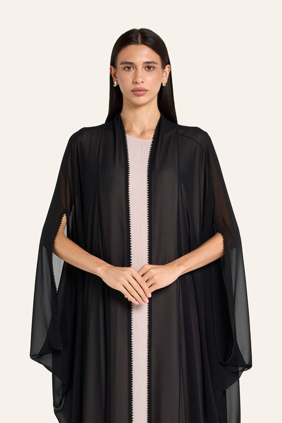 Louzan Butterfly Wedding Abaya - Black - Image 1