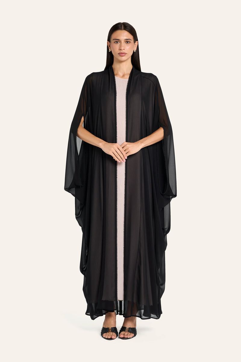 Louzan Butterfly Wedding Abaya - Black - Image 2