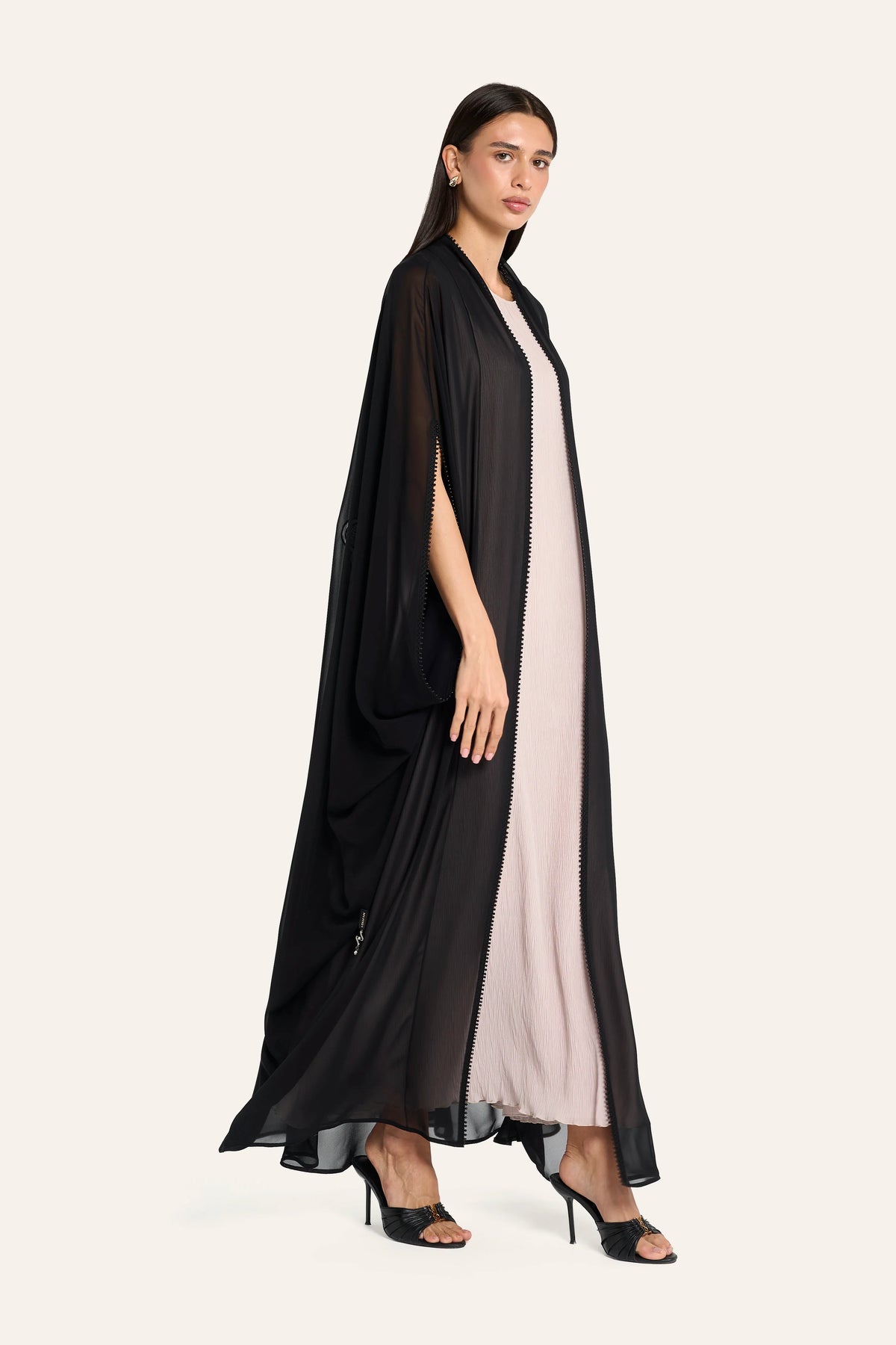 Louzan Butterfly Wedding Abaya - Black - Image 3