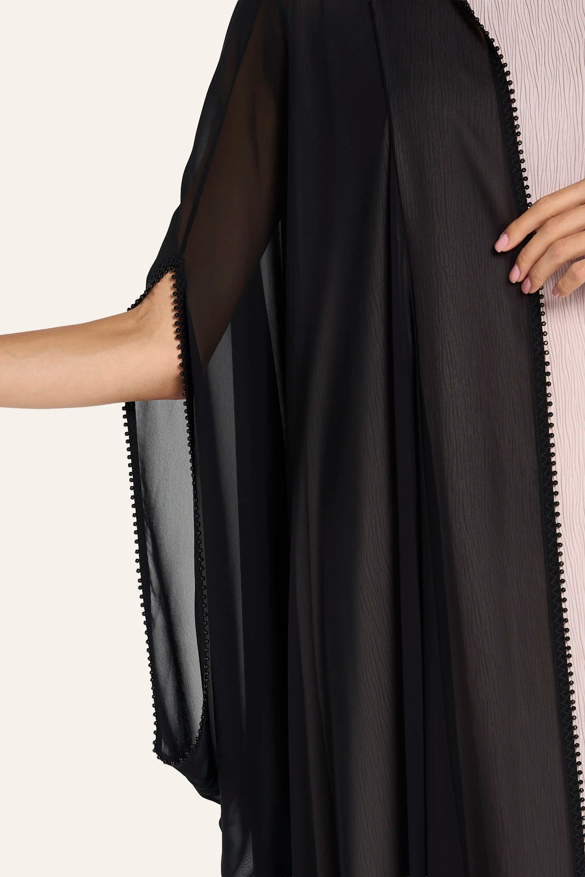 Louzan Butterfly Wedding Abaya - Black - Image 5