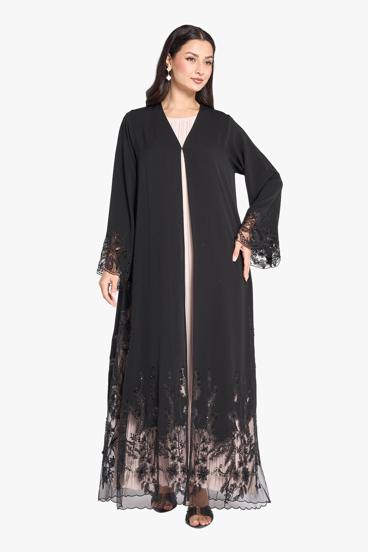 Louzan VIP Abaya – Intricate Floral Computer Embroidery