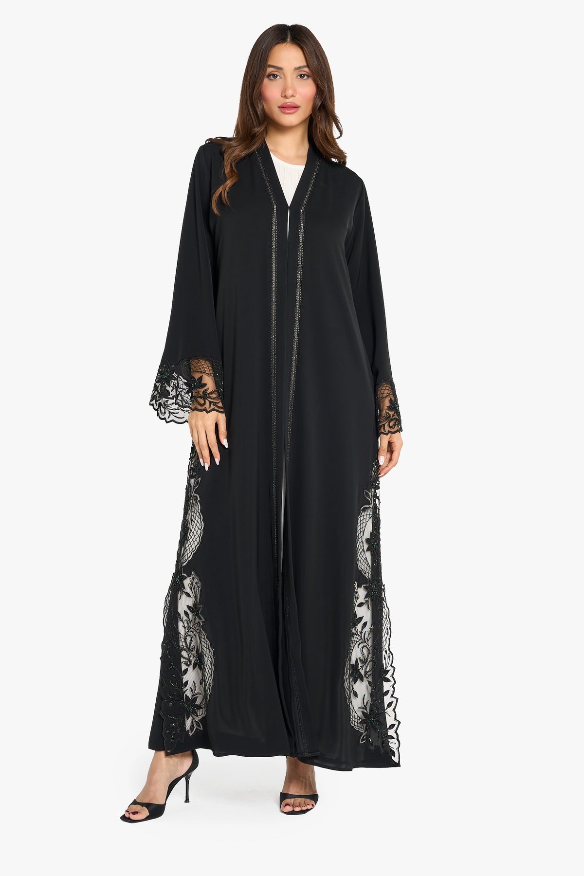 Louzan Abaya Dori Embroidery with Crystals – Black