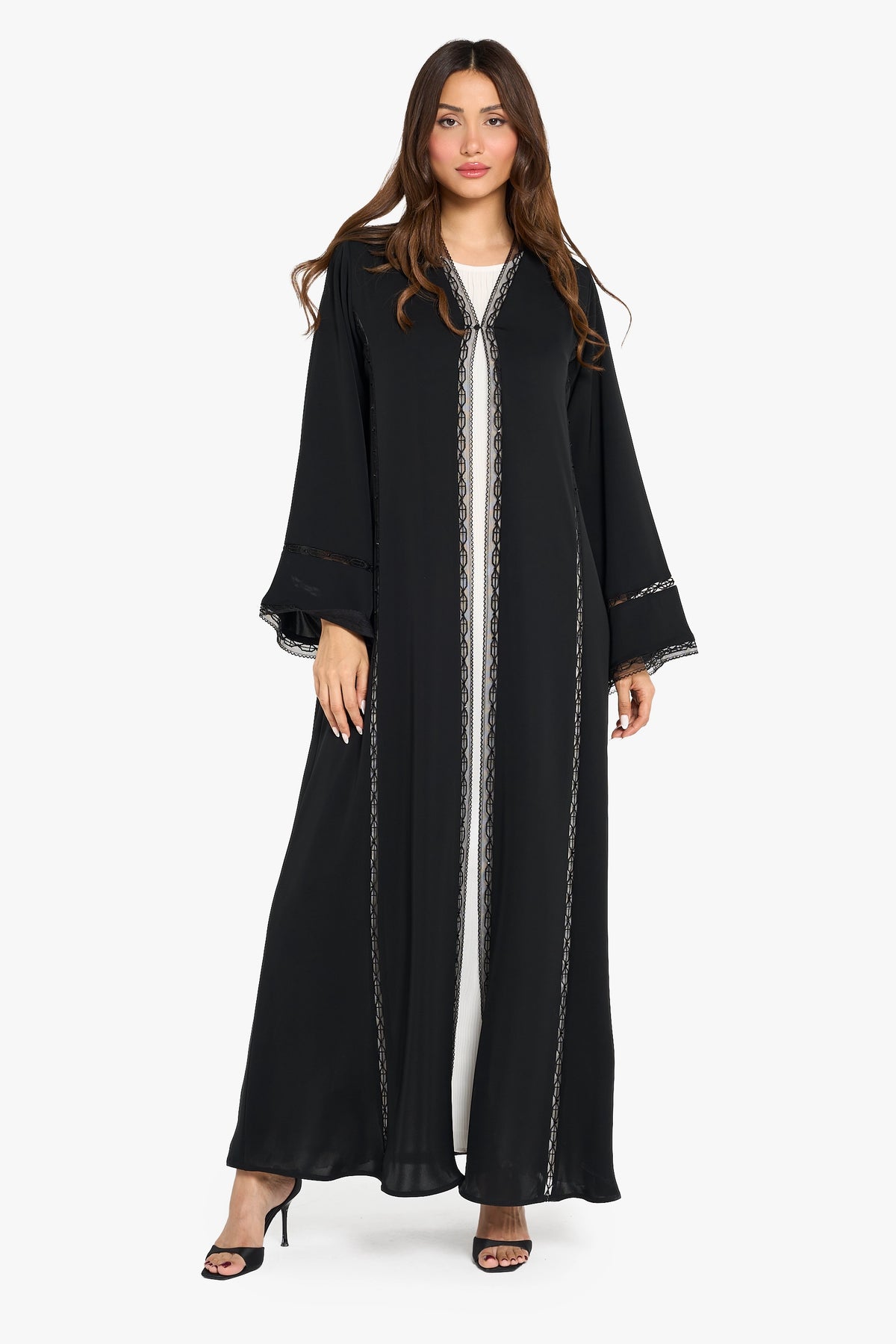 Louzan Abaya Hexa Floral Embroidery – Black