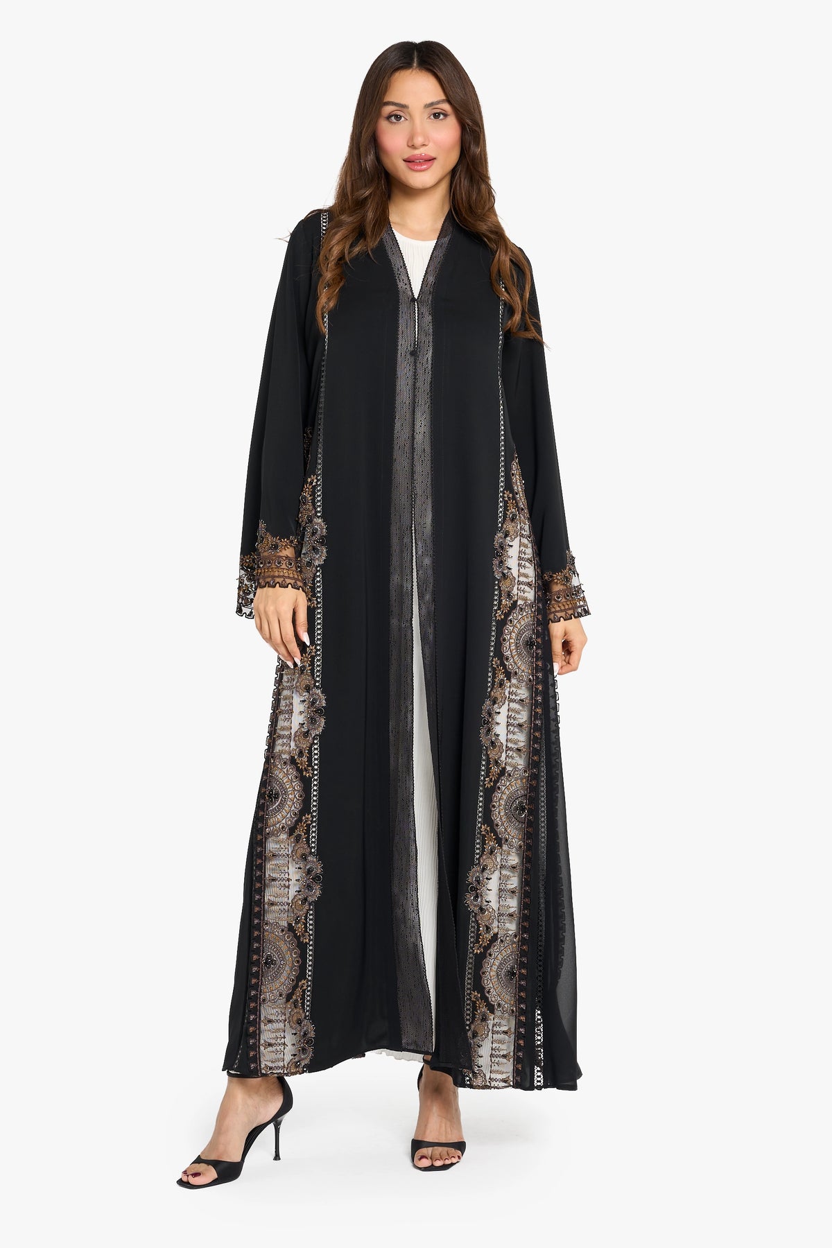 Louzan Abaya Ethnic Floral Embroidery – Black