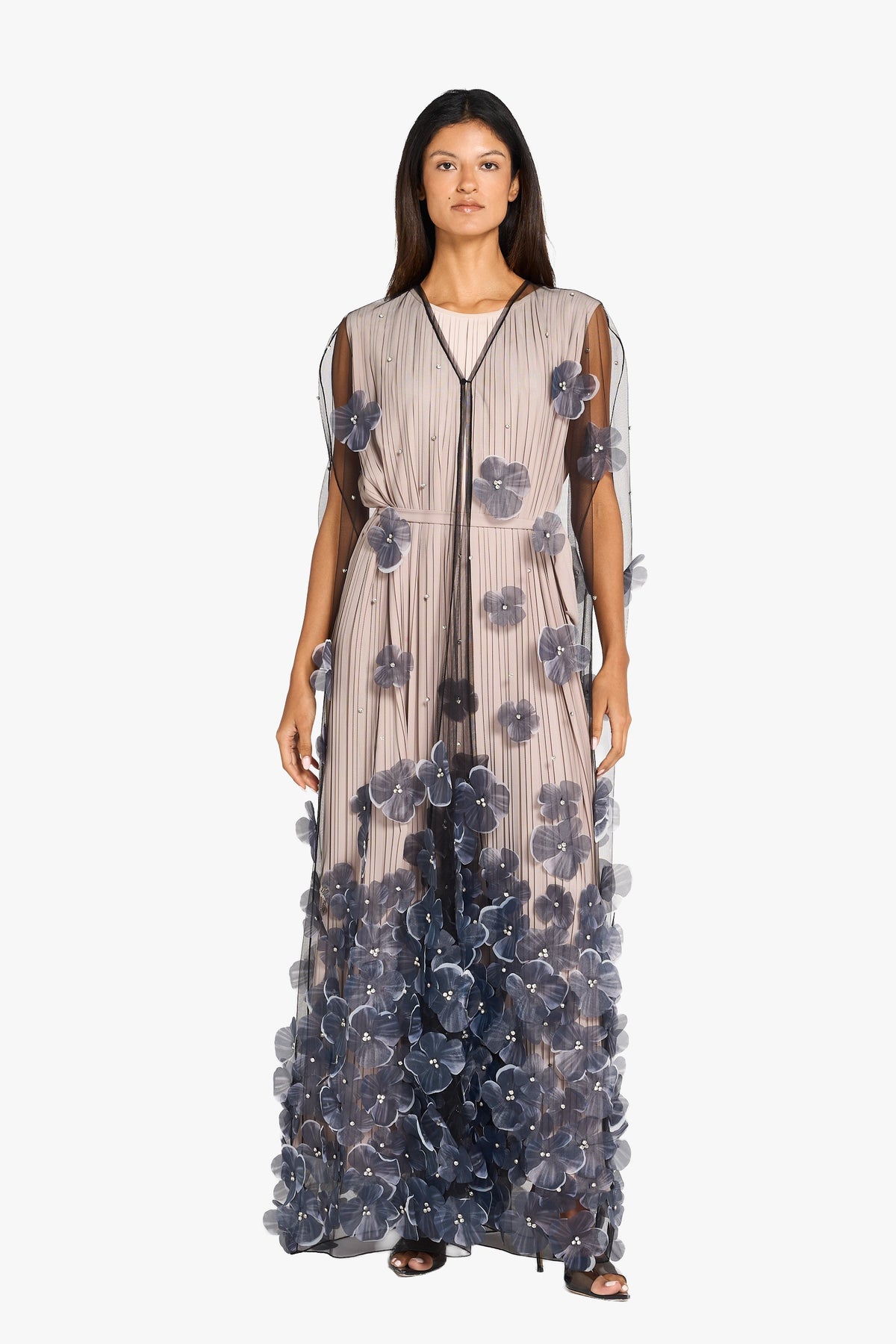 3D floral embellished tulle LN2433