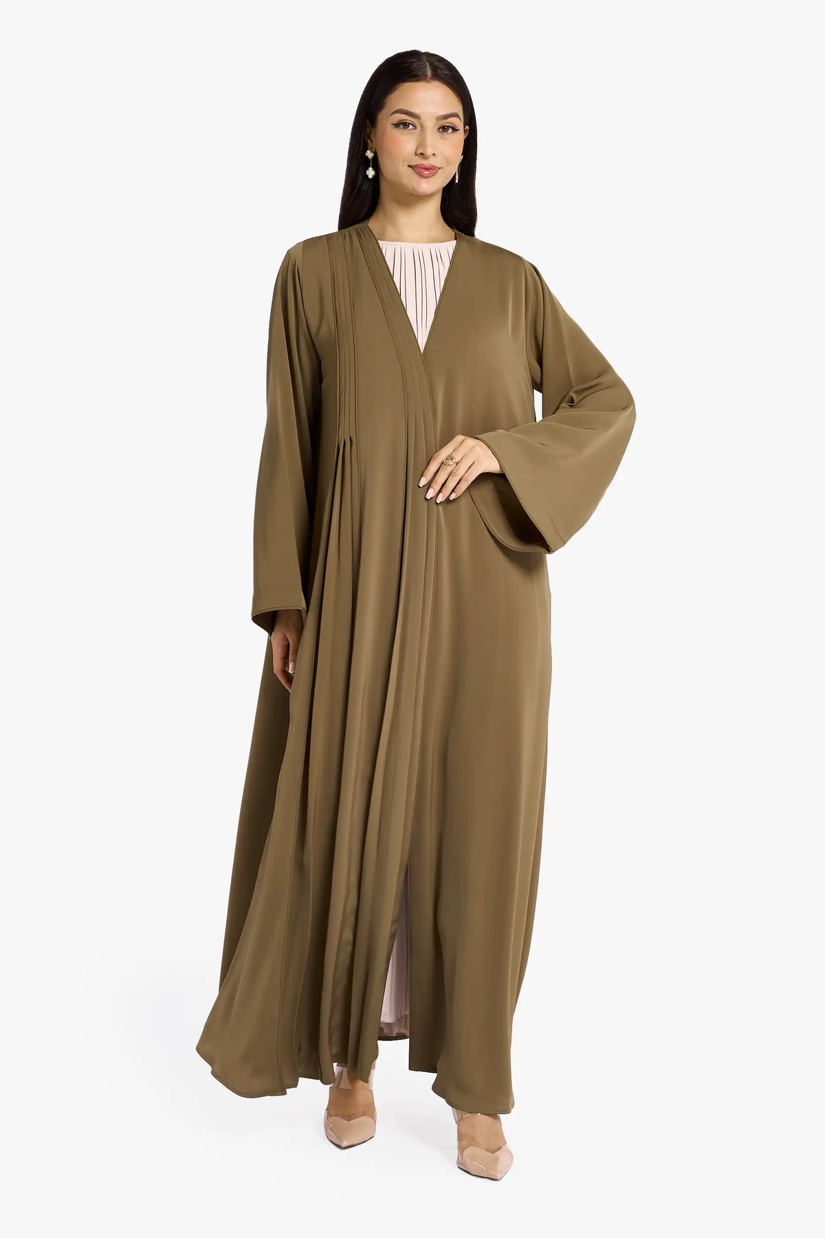Louzan Casual Abaya Crafted In Nida Fabric With Refined Knife Pleats