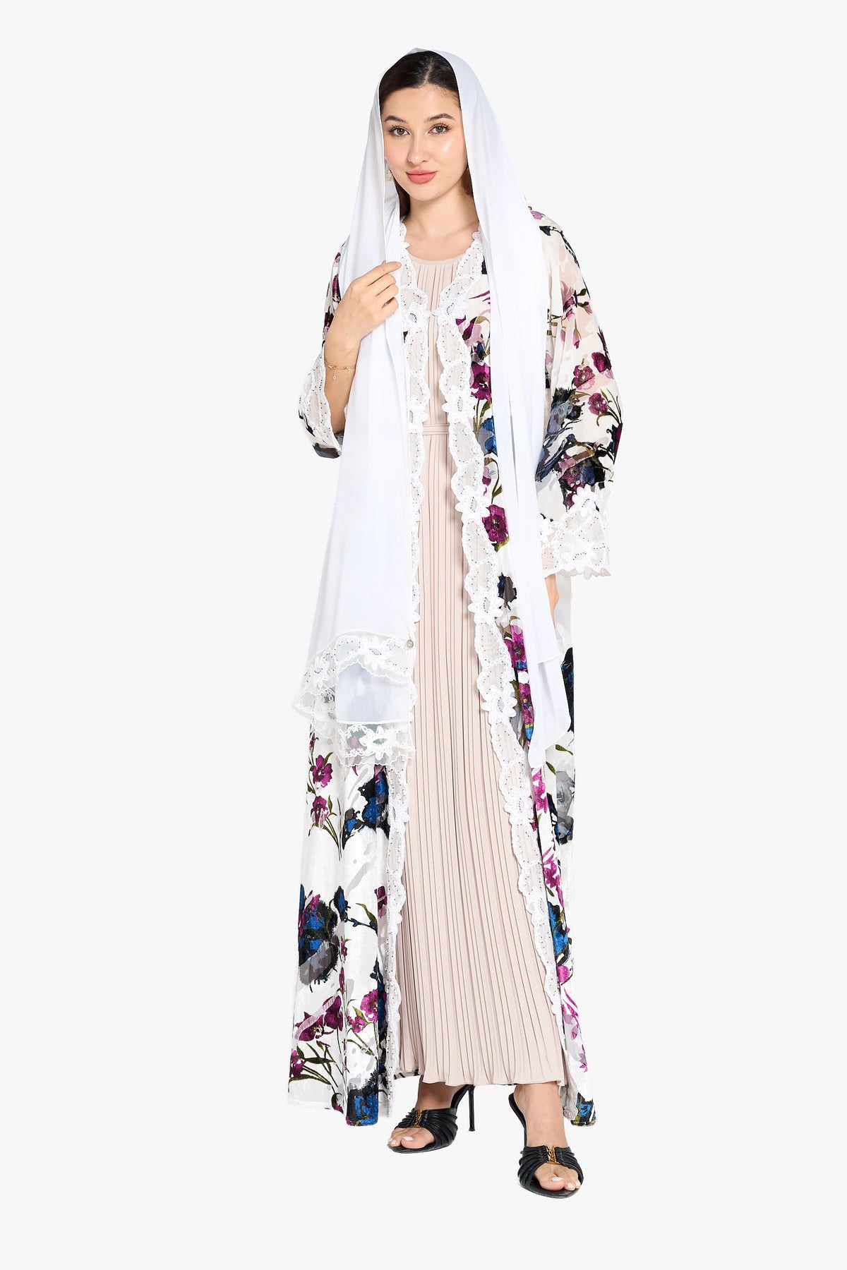 Floral print burnt-out velvet fabric LN2427