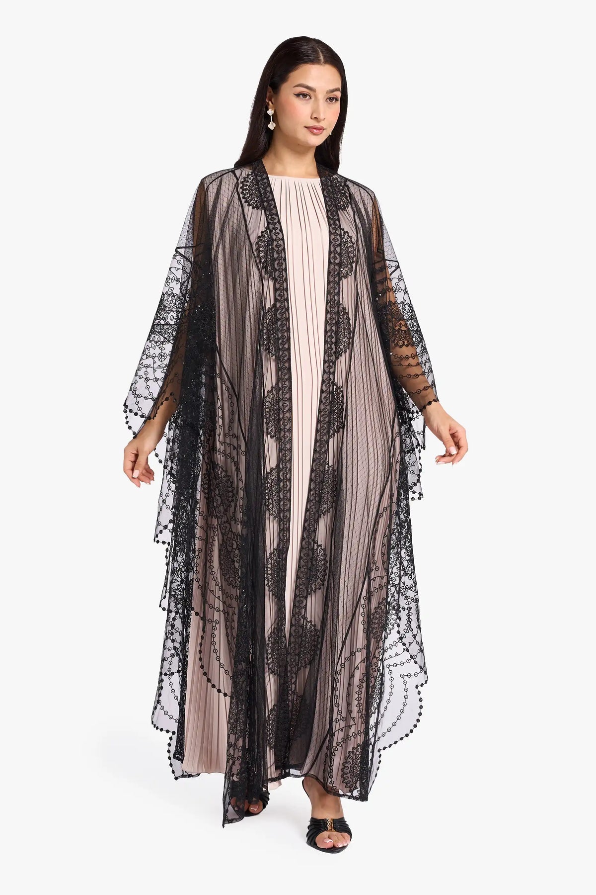 Louzan Wedding Abaya Crafted From Soft Tulle And Delicate Dantel