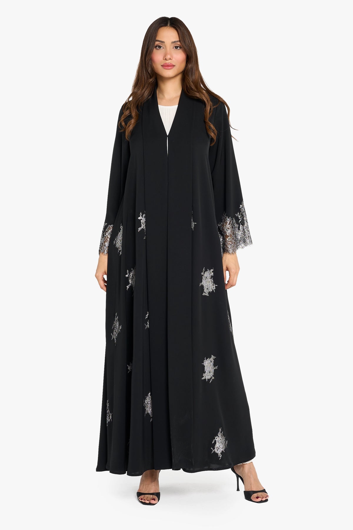 Louzan Abaya Dantel Lace Detail – Black