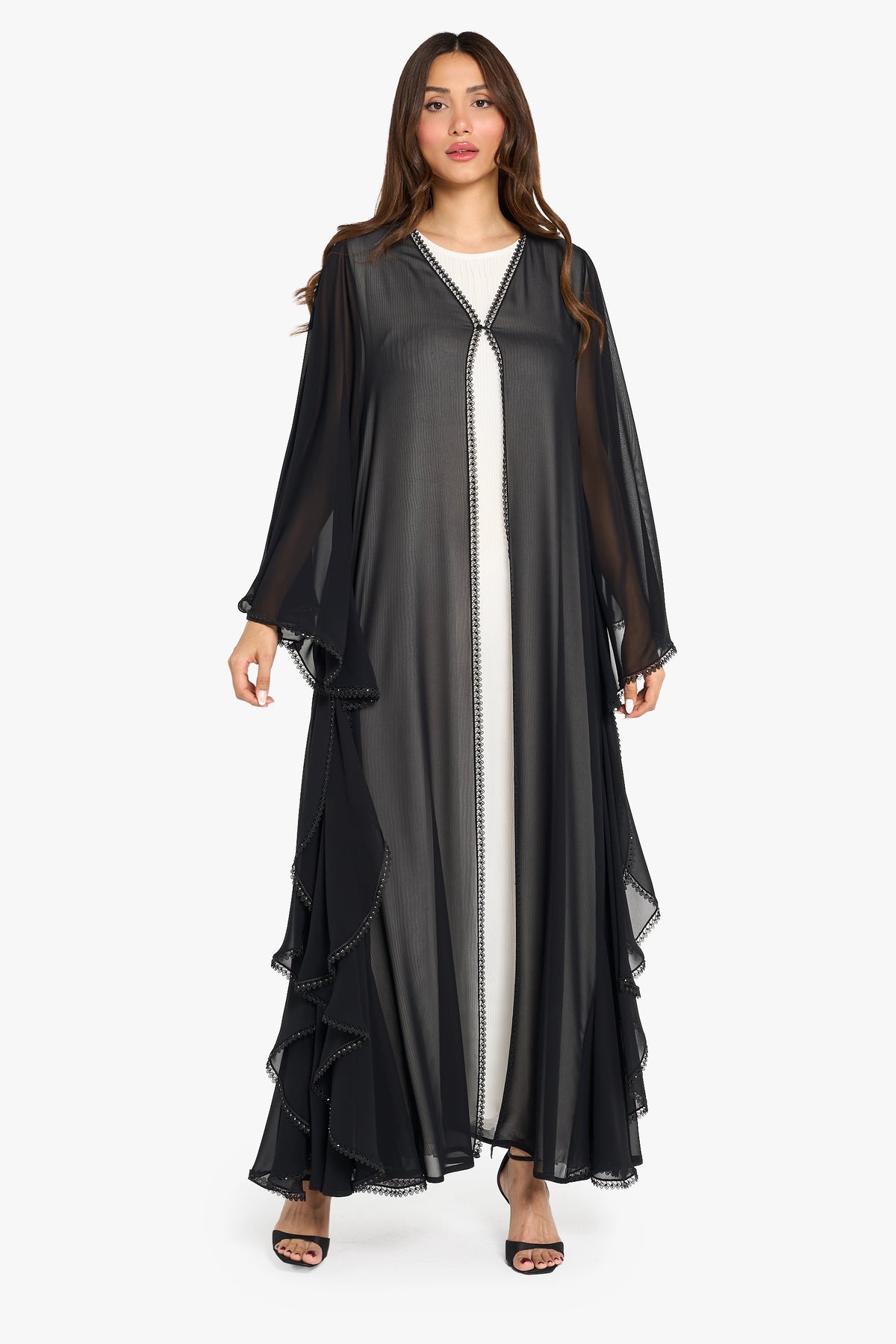 Louzan Wedding Abaya Crystal Embellished – Black