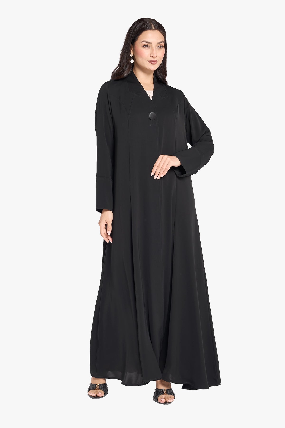 Louzan Abaya – Nida Fabric with Reversed Notch Collar