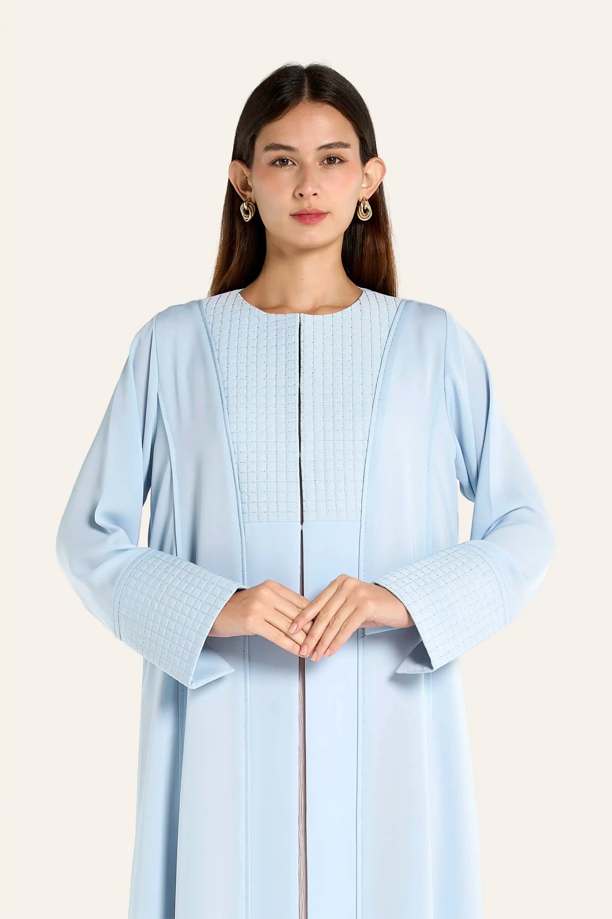 Louzan Colored Geometric Quilted Nida Abaya