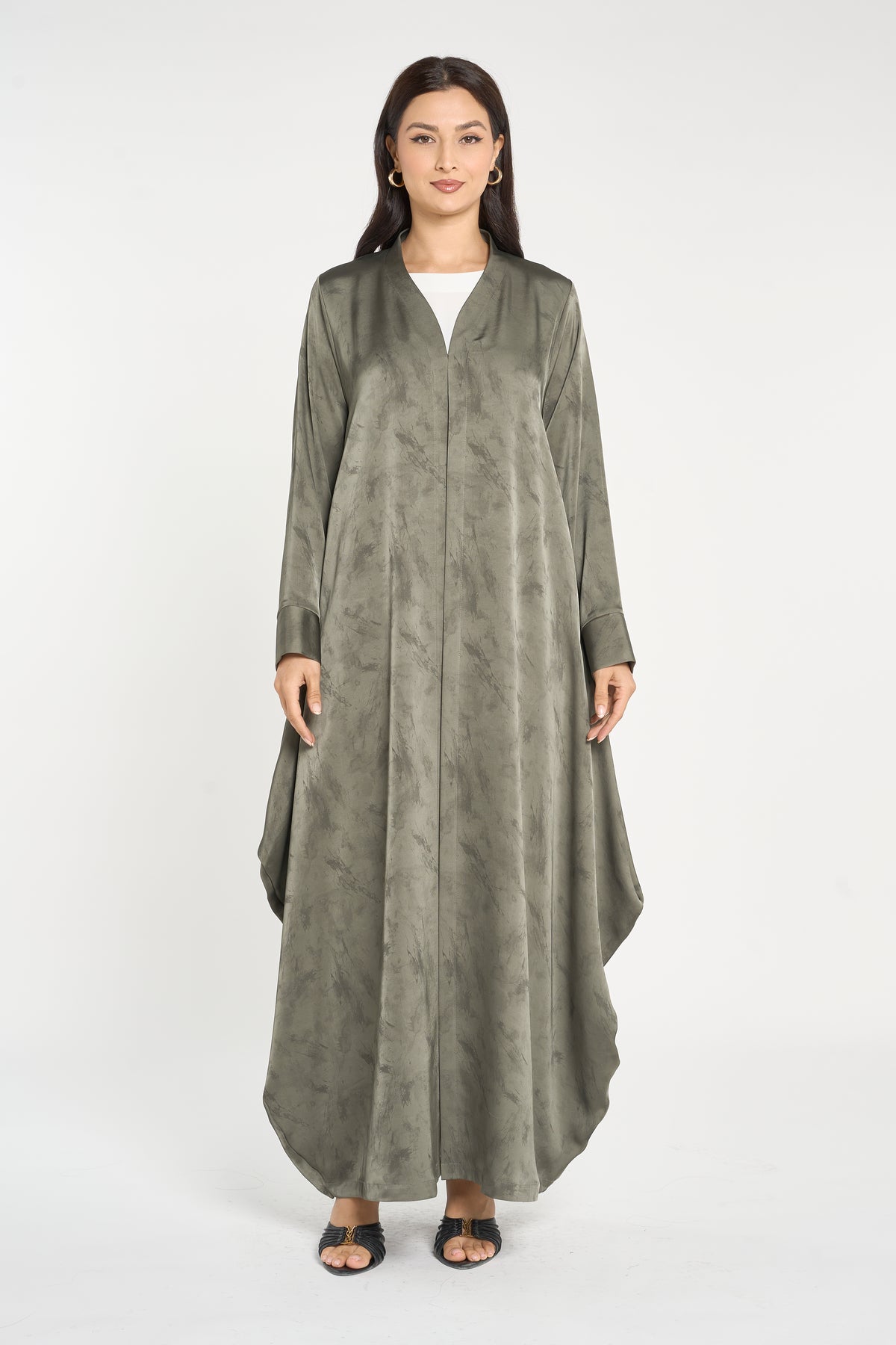 Louzan Olive Textured Abaya
