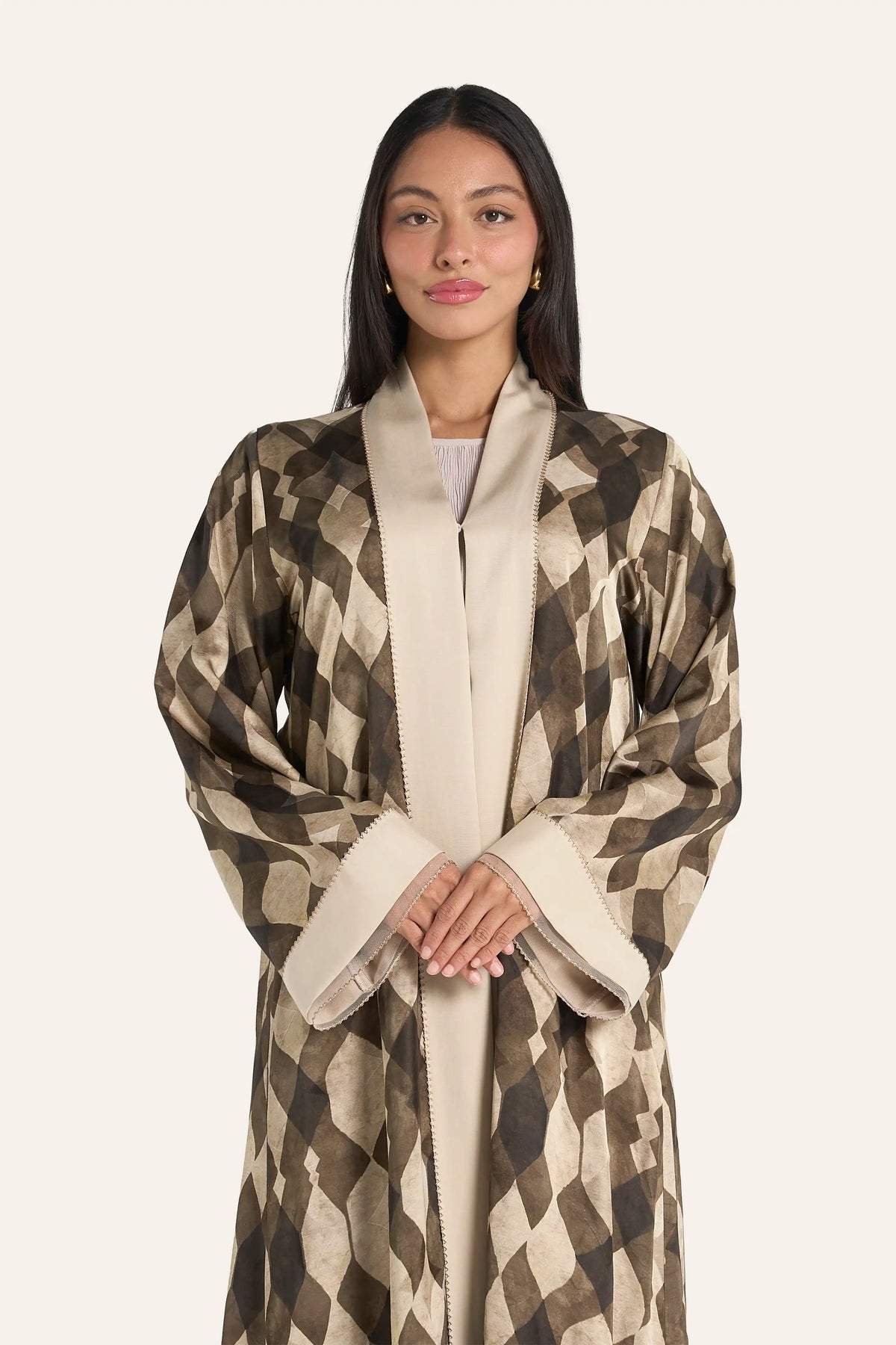 Louzan Dark Olive Abaya In Linen