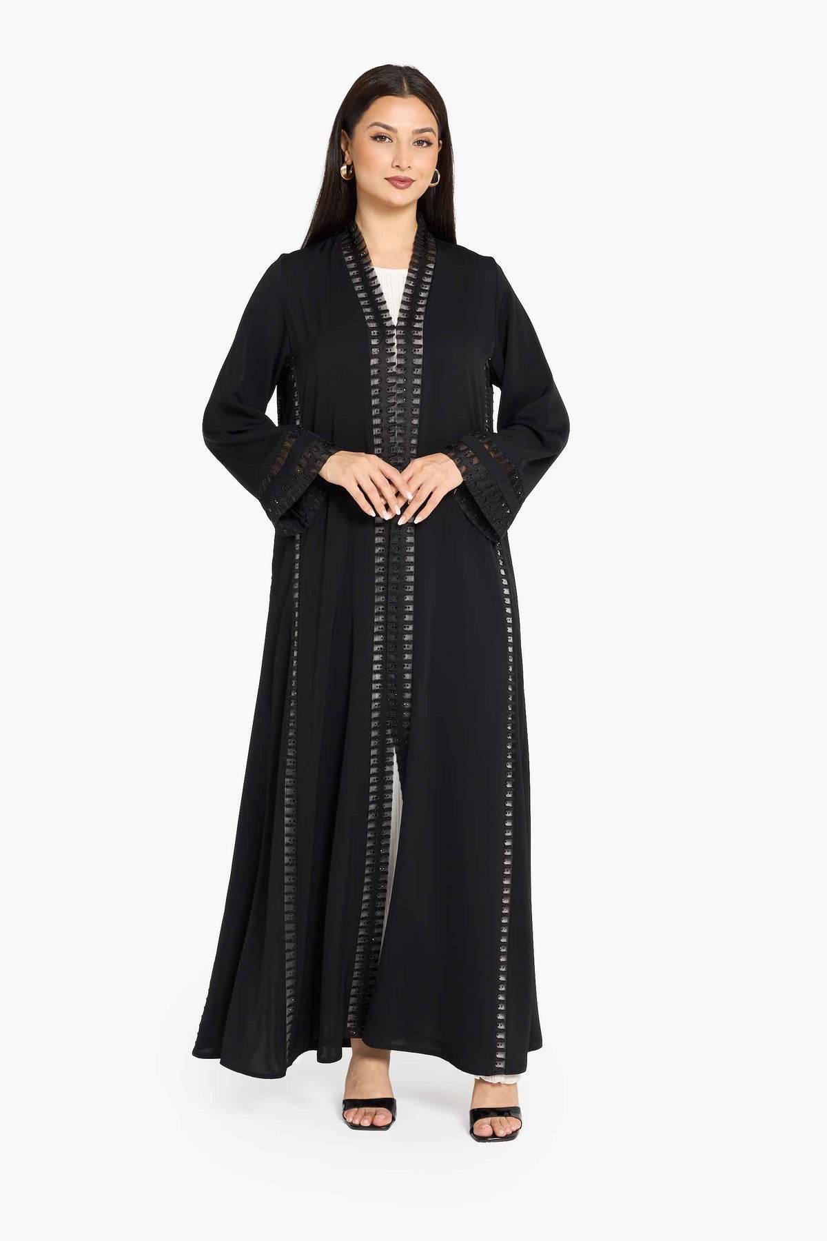 Louzan Classic Lace Hem Abaya