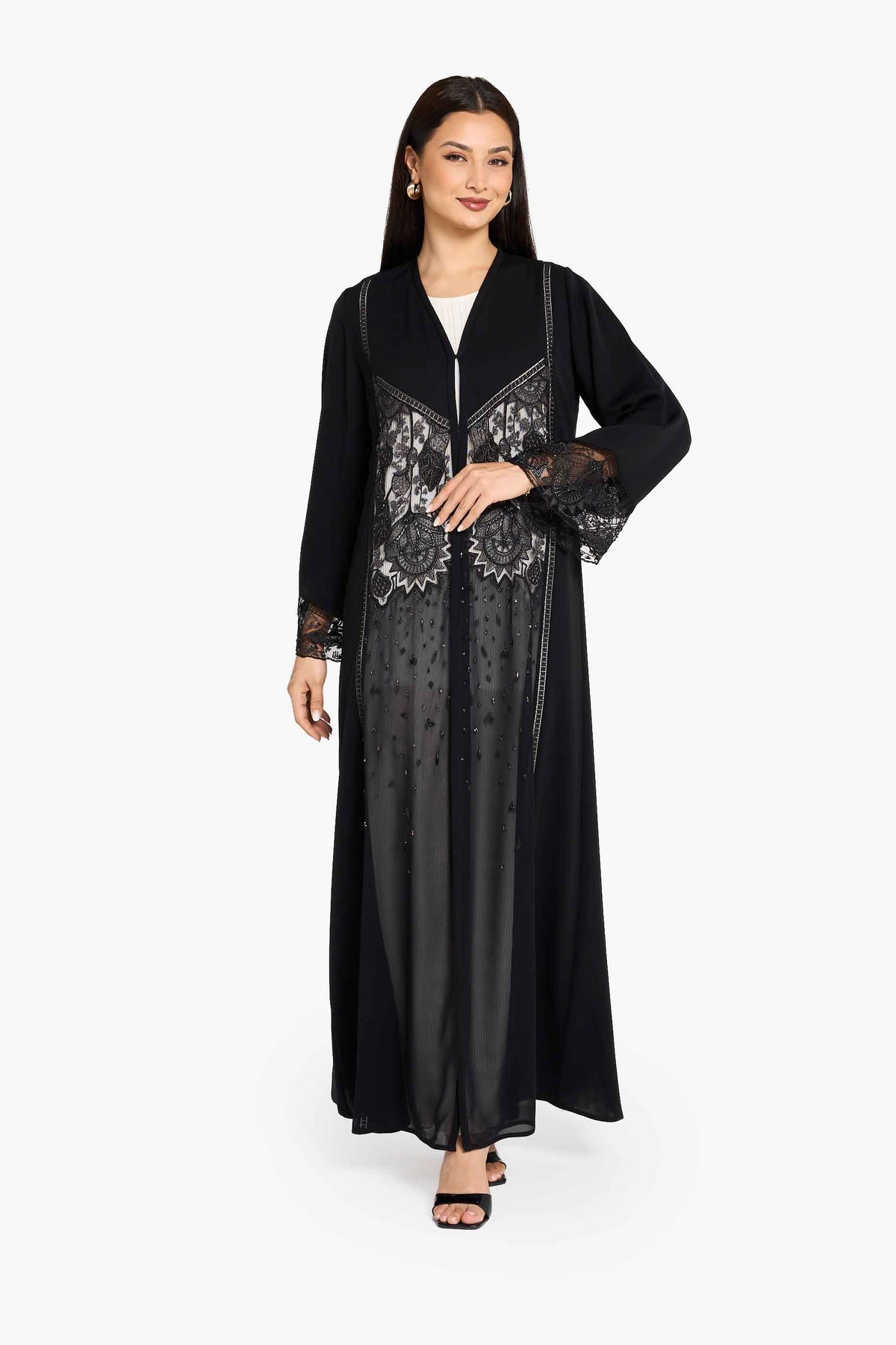 Louzan VIP Luxury Corset Lace Detail Abaya