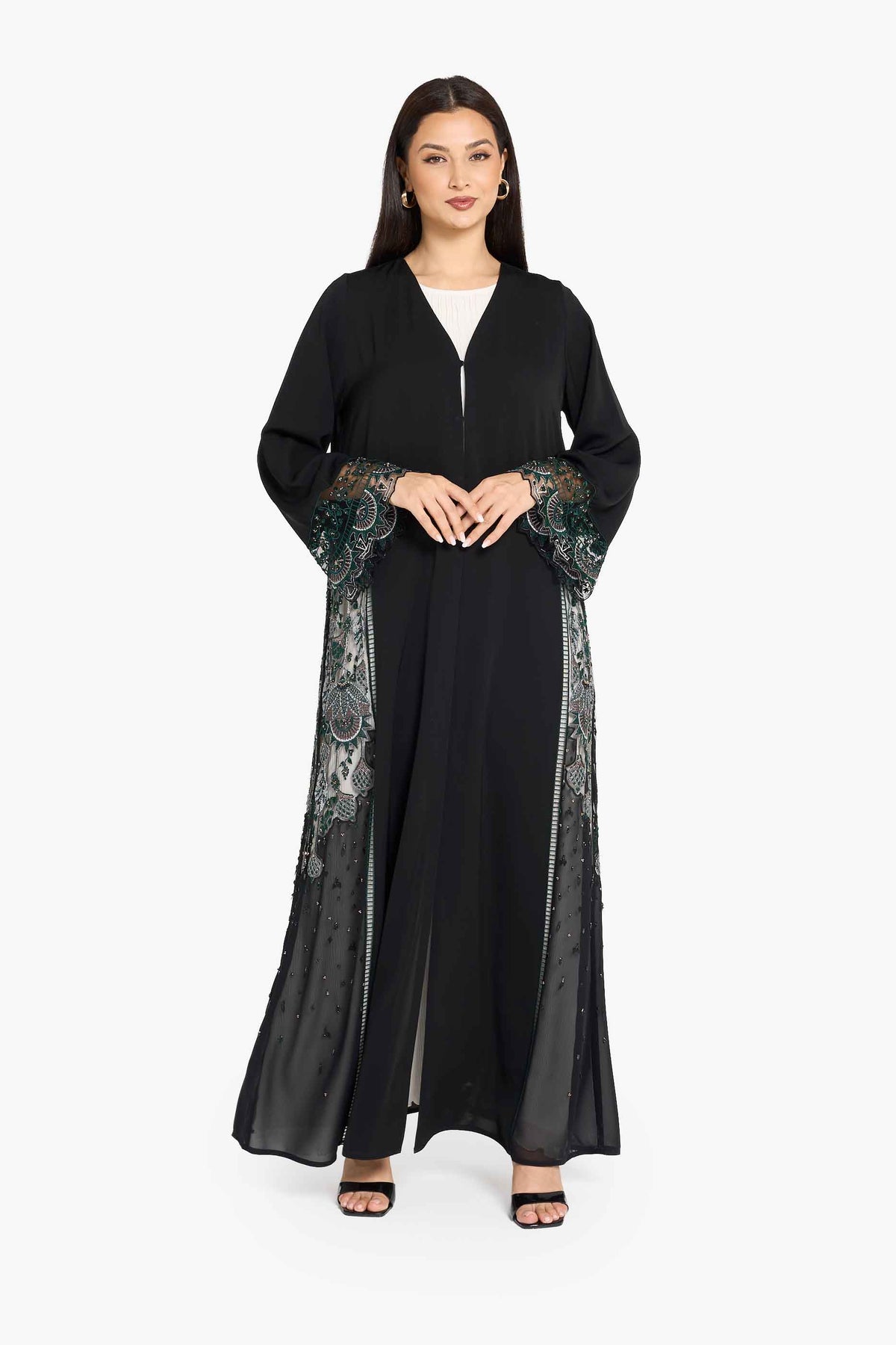 Louzan VIP Crystal Mesh Panel Abaya