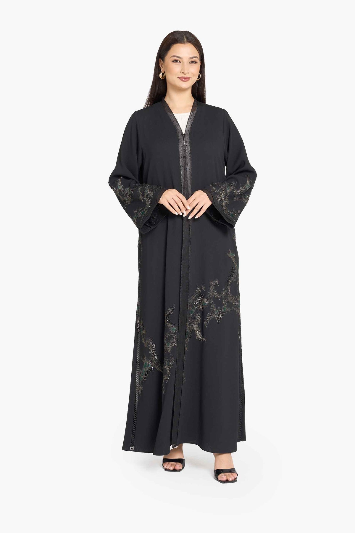 Louzan VIP Lace Trim Statement Abaya