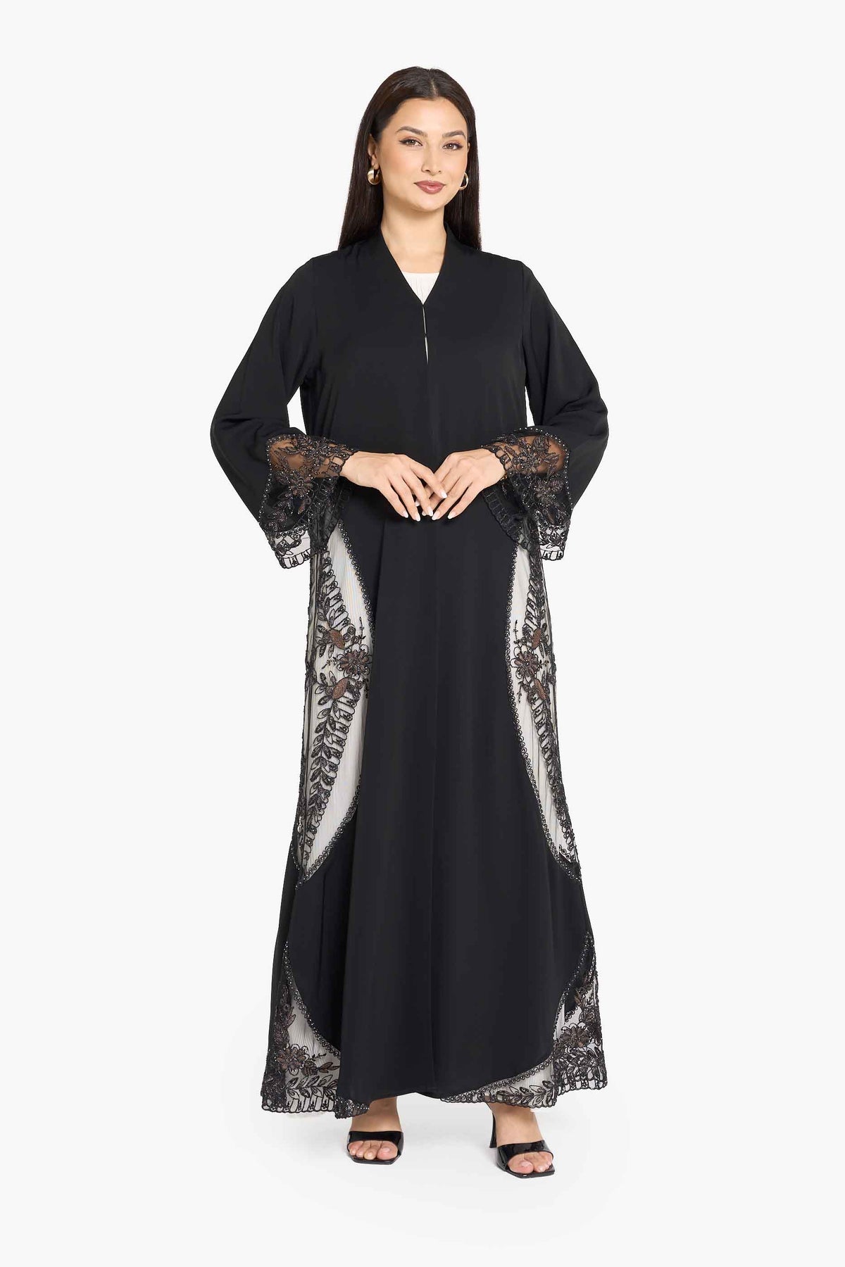 Louzan Statement Lace Side Panel Abaya
