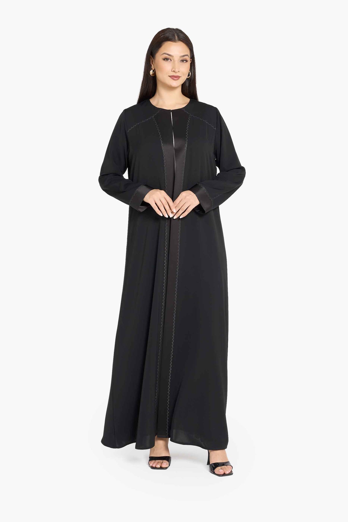 Louzan Contrast Stitch Detail Abaya