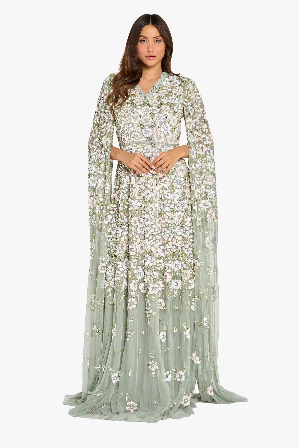 Louzan Party Dress With Sequin Handwork