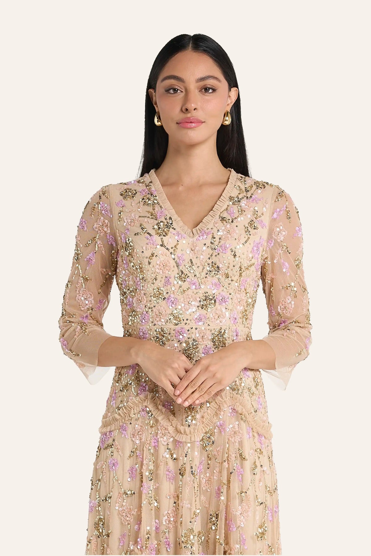 Louzan Sequin Partydress For Occasions  - Gold