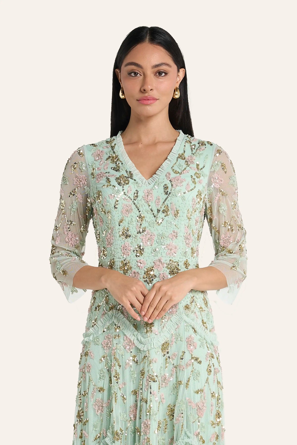 Louzan Sequin Partydress For Occasions  - Turquoise