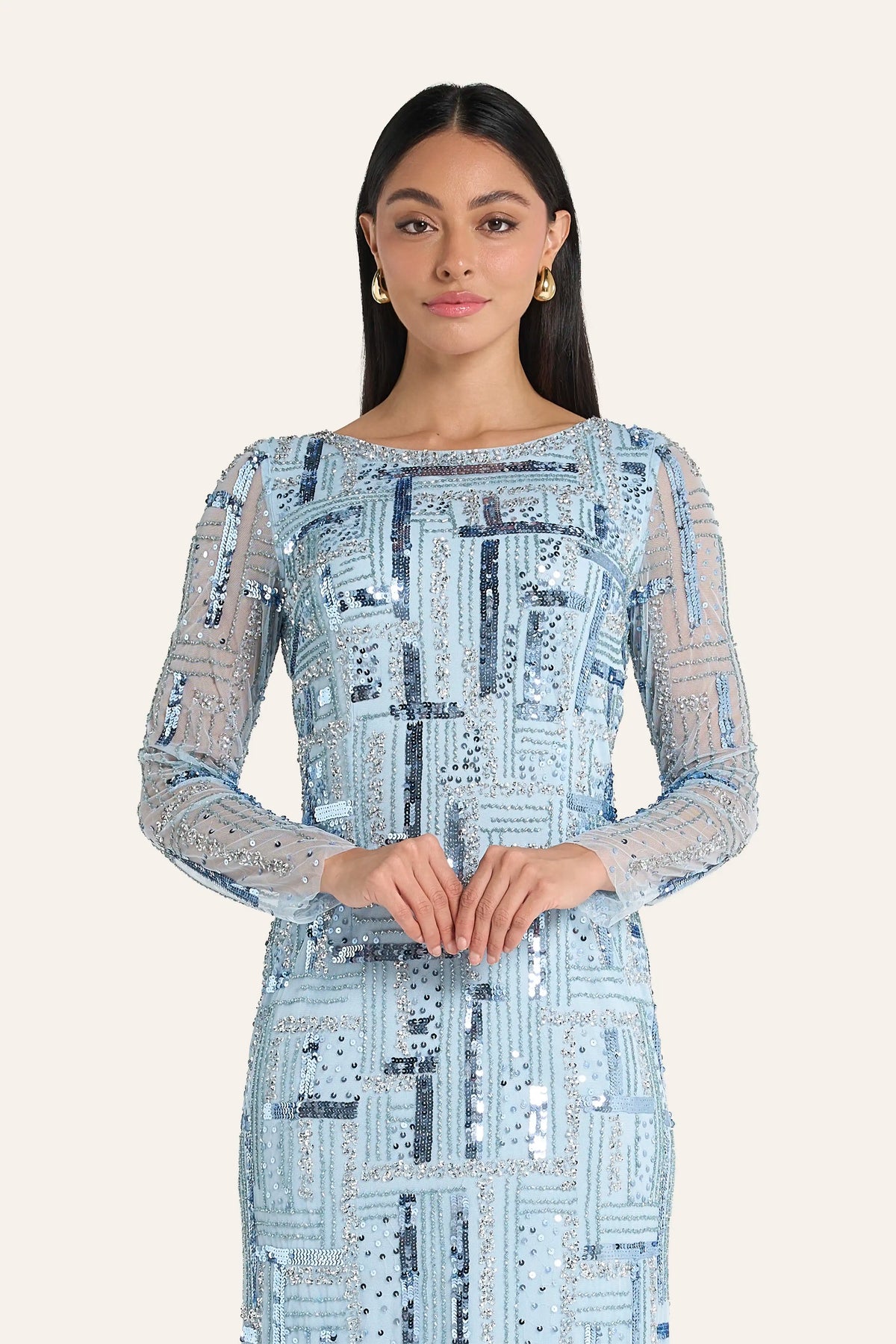 Louzan Sequin Partydress For Occasions  - Sky Blue