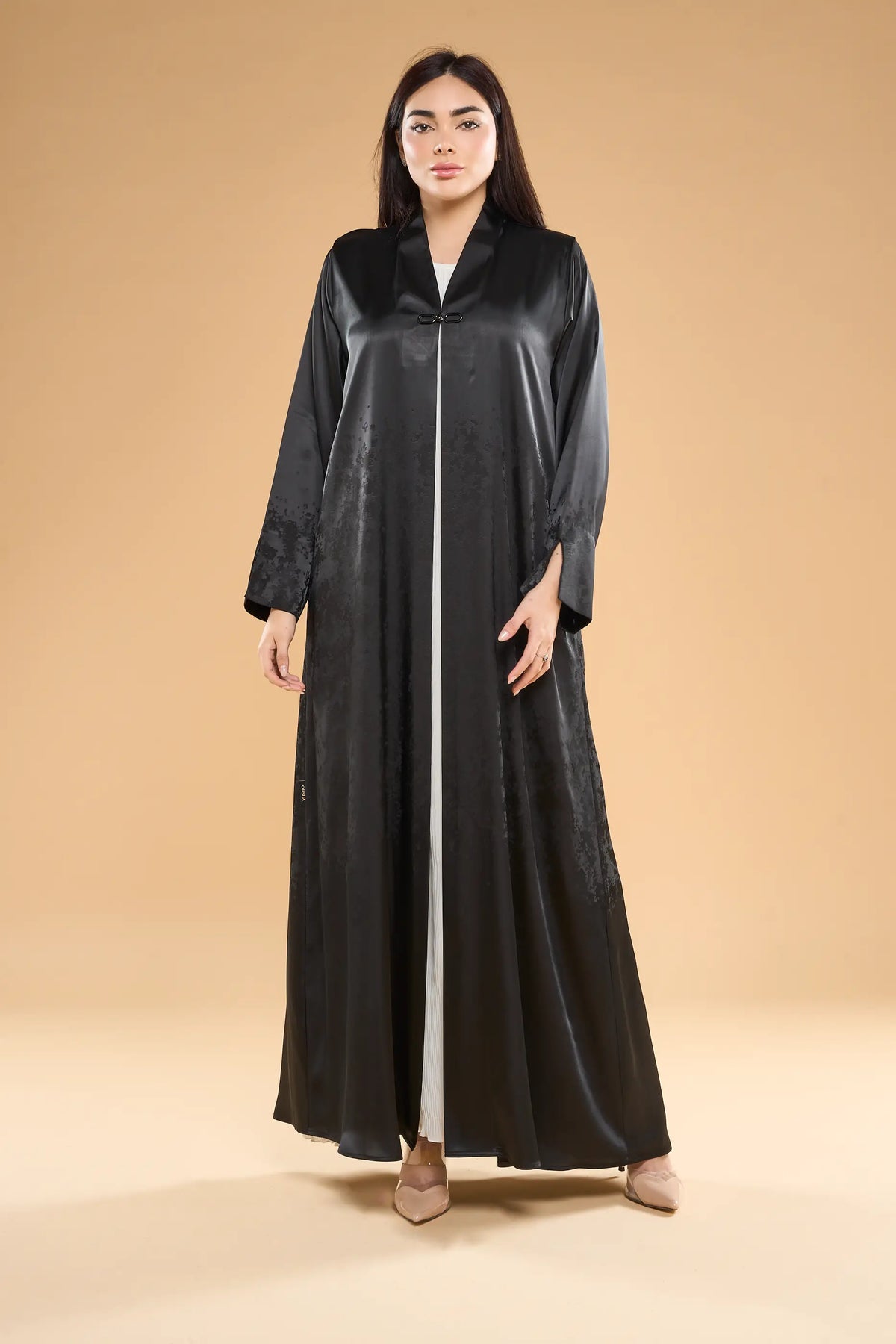 Ousha Signature Satin Textured Abaya